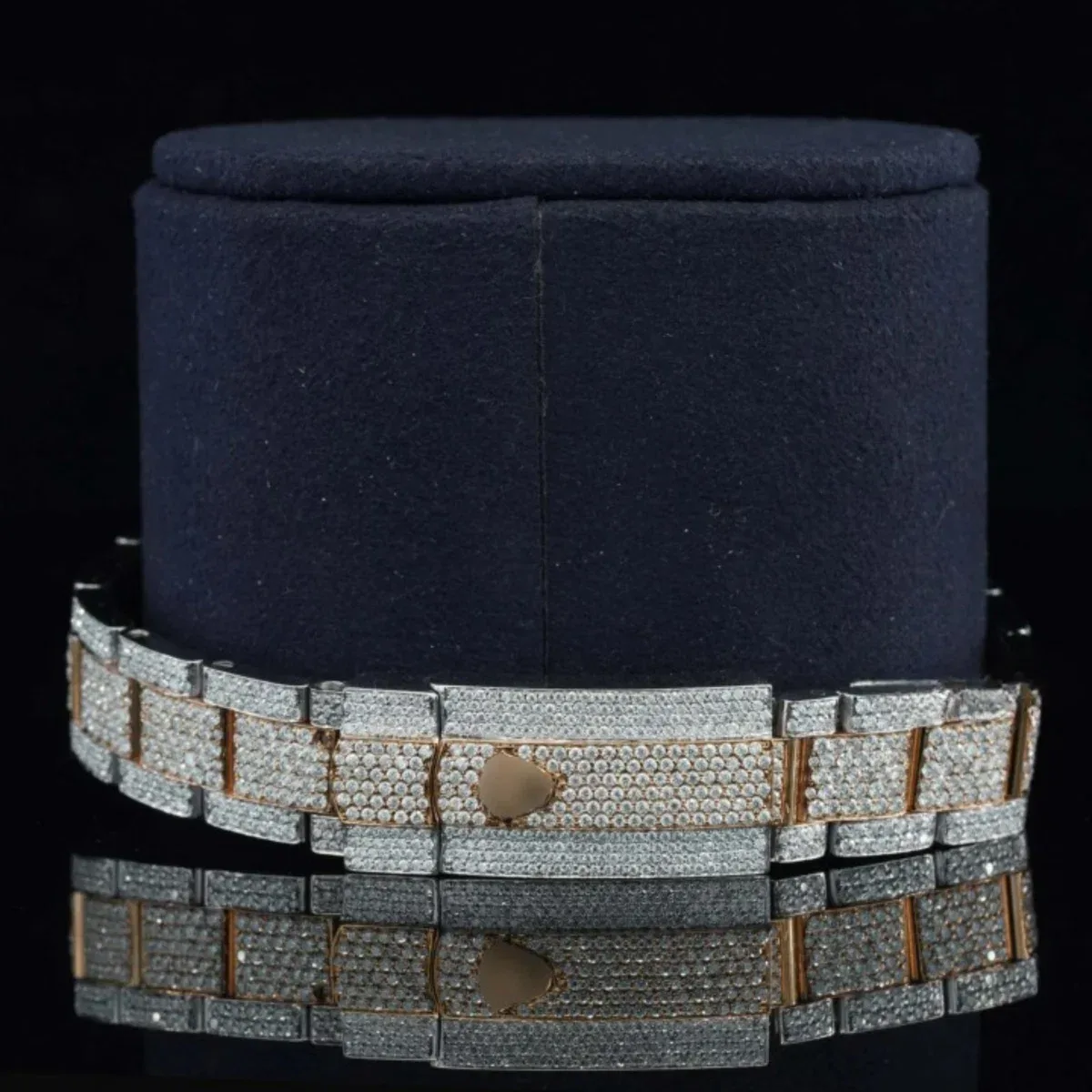 Moissanite Watch Two Color Tone Iced Out Automatic Watch (view 7 of 7)
