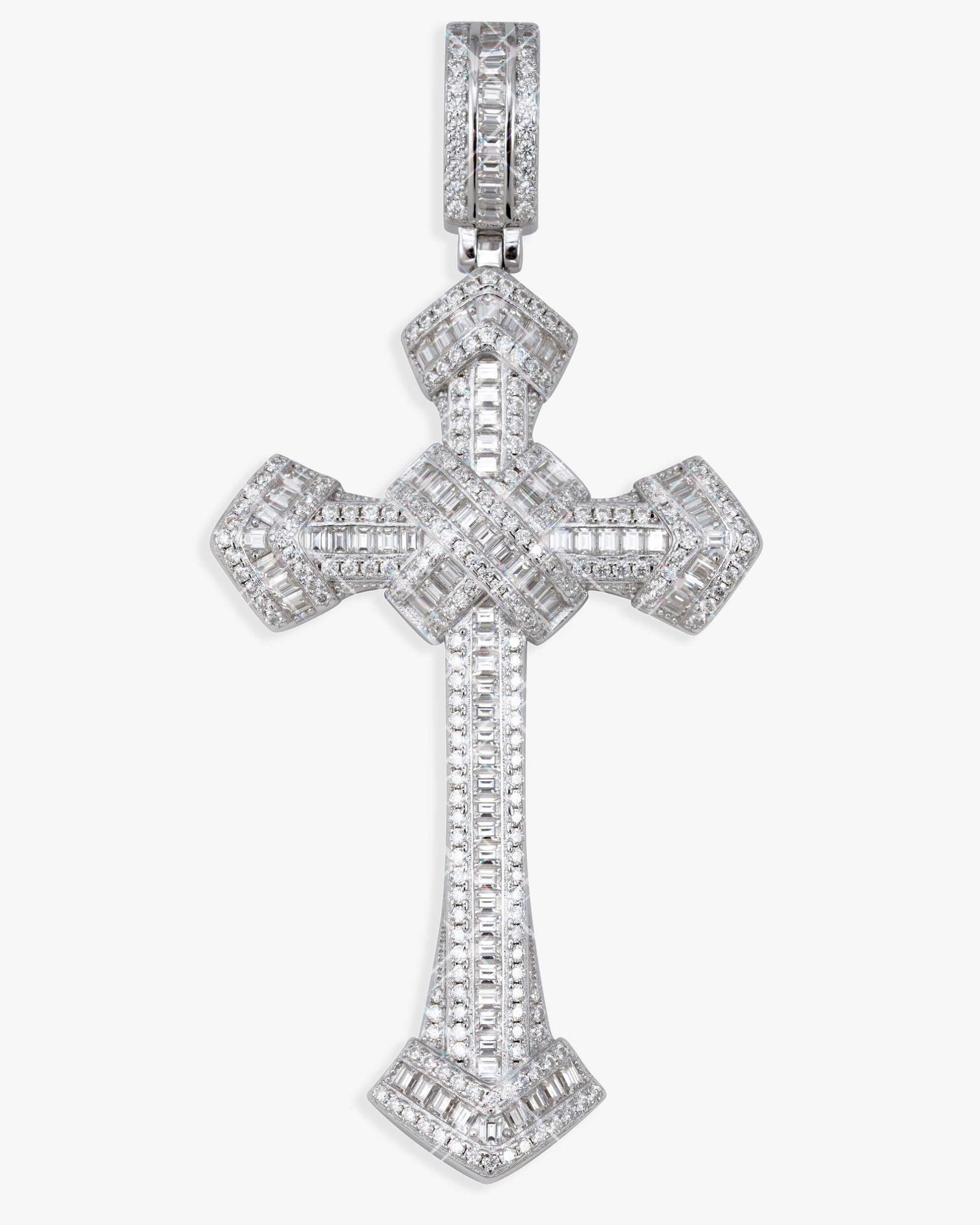 Moissanite Wrapped Cross Pendant 14K Gold