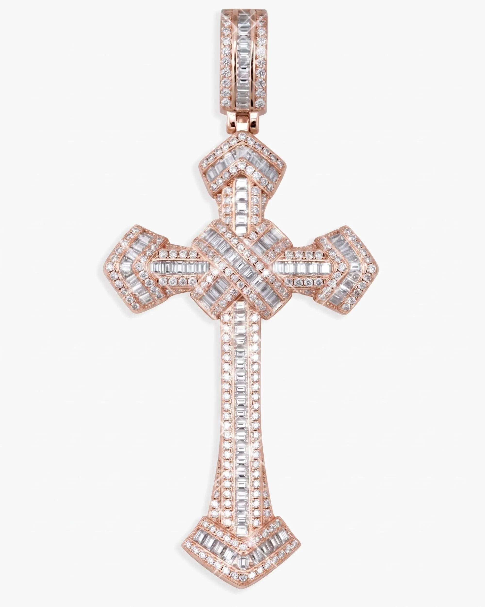 Moissanite Wrapped Cross Pendant 14K Gold (view 6 of 15)