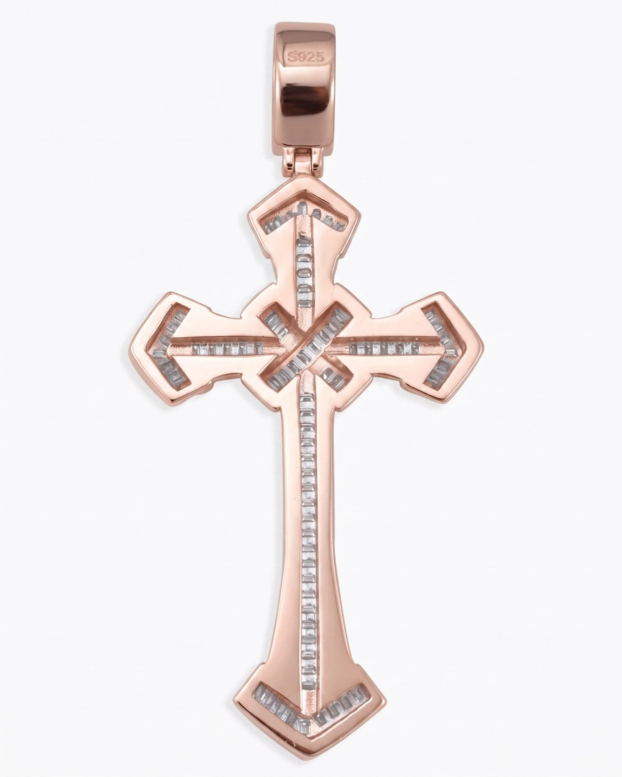 Moissanite Wrapped Cross Pendant 14K Gold (view 8 of 15)