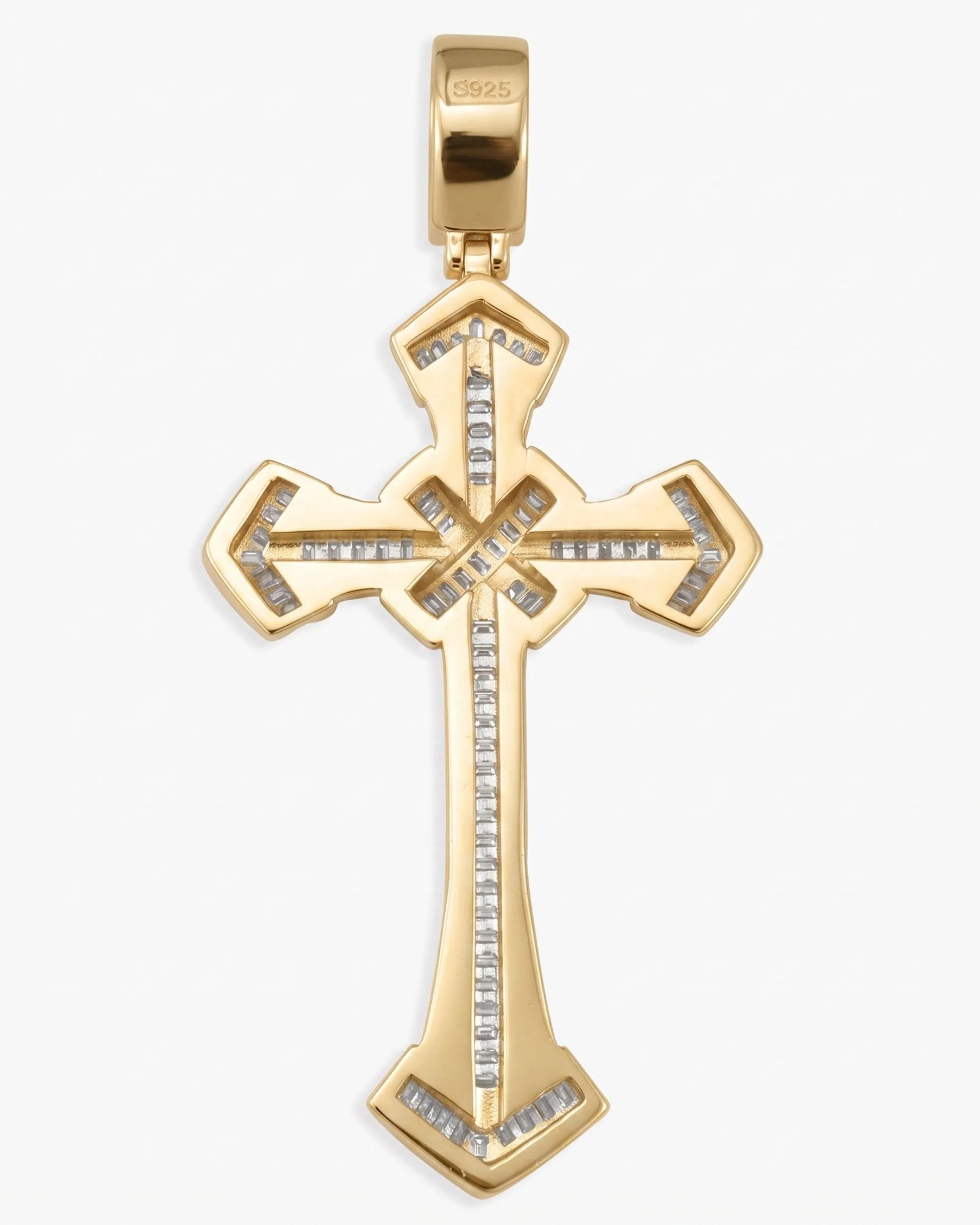 Moissanite Wrapped Cross Pendant 14K Gold (view 14 of 15)