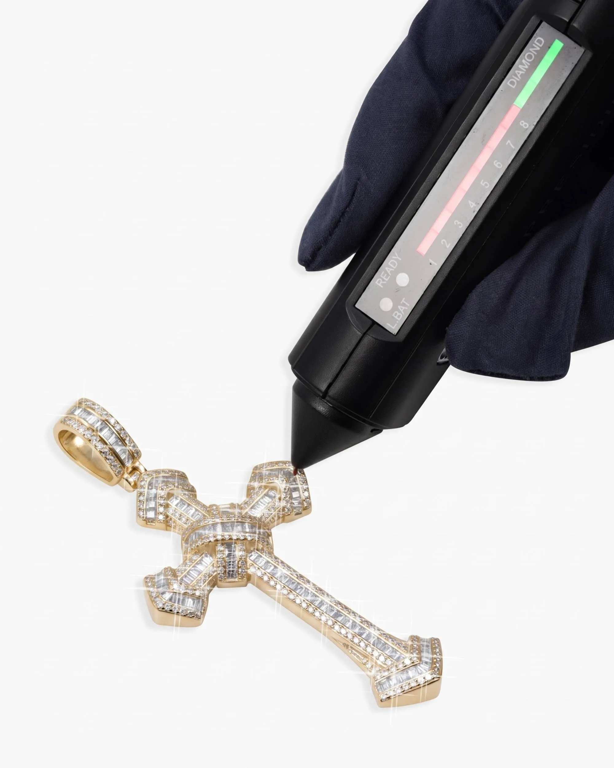 Moissanite Wrapped Cross Pendant 14K Gold (view 15 of 15)