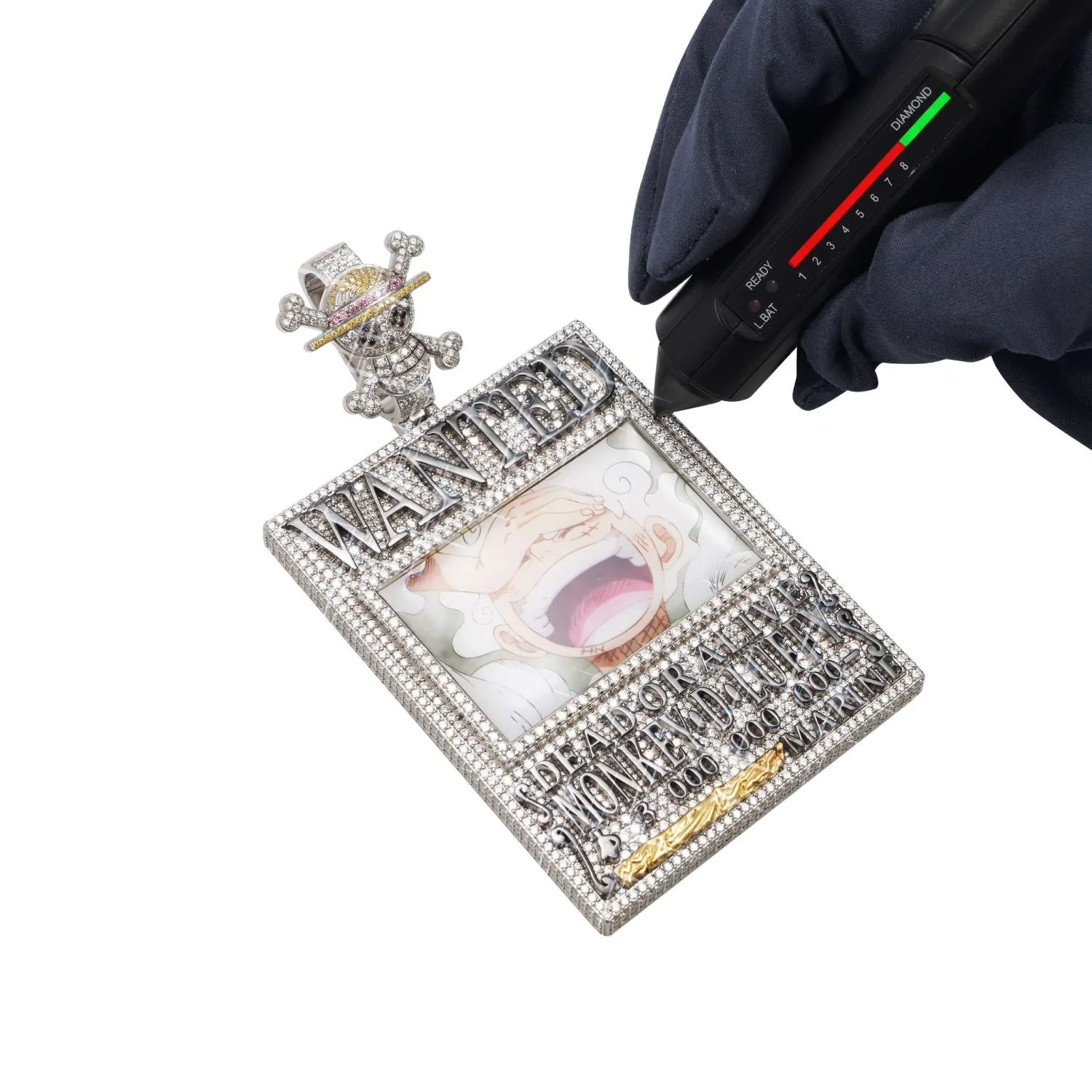 "MONKEY D LUFFY" Custom Logo Moissanite Pendant 14K Gold (view 3 of 3)