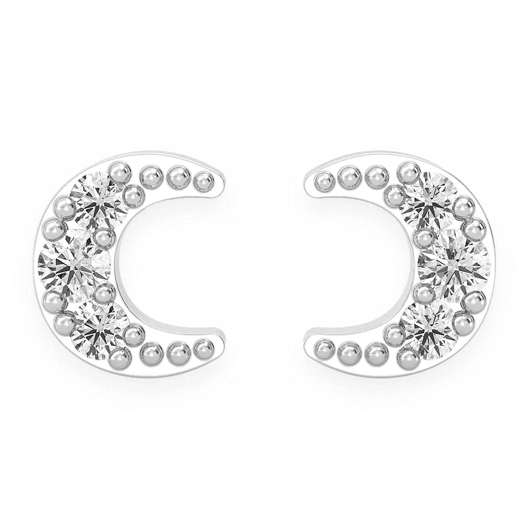 Moon Diamond Stud Earrings - in yellow gold (view 5 of 12)
