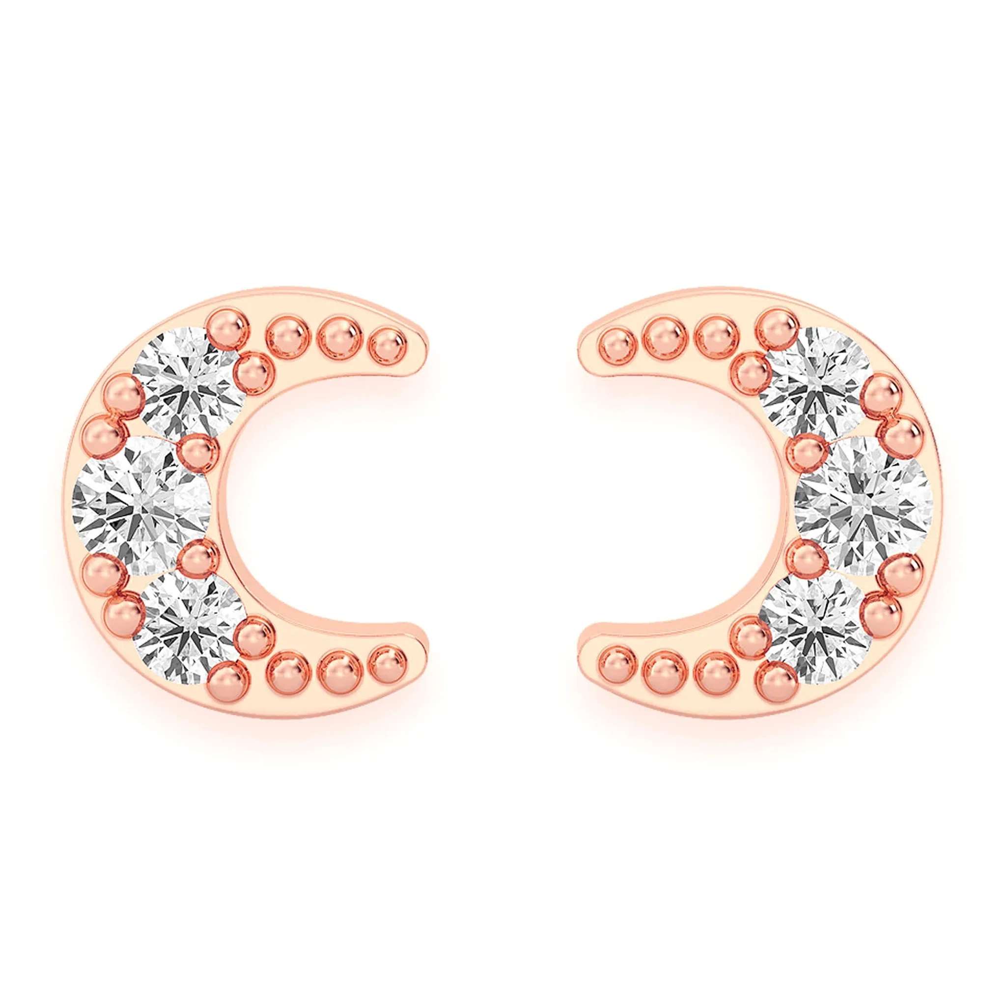 Moon Diamond Stud Earrings - in yellow gold (view 9 of 12)