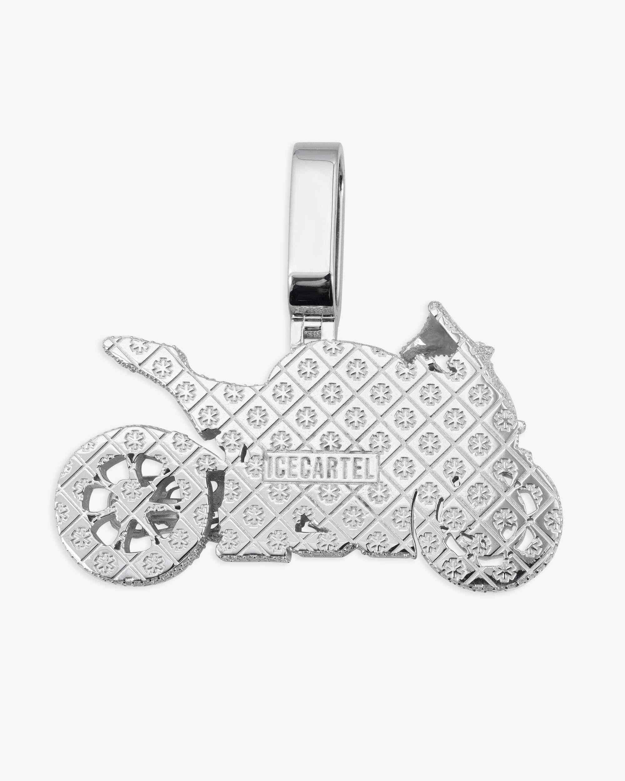 "Motorcycle" Custom Logo Moissanite Pendant 14K Gold (view 3 of 4)