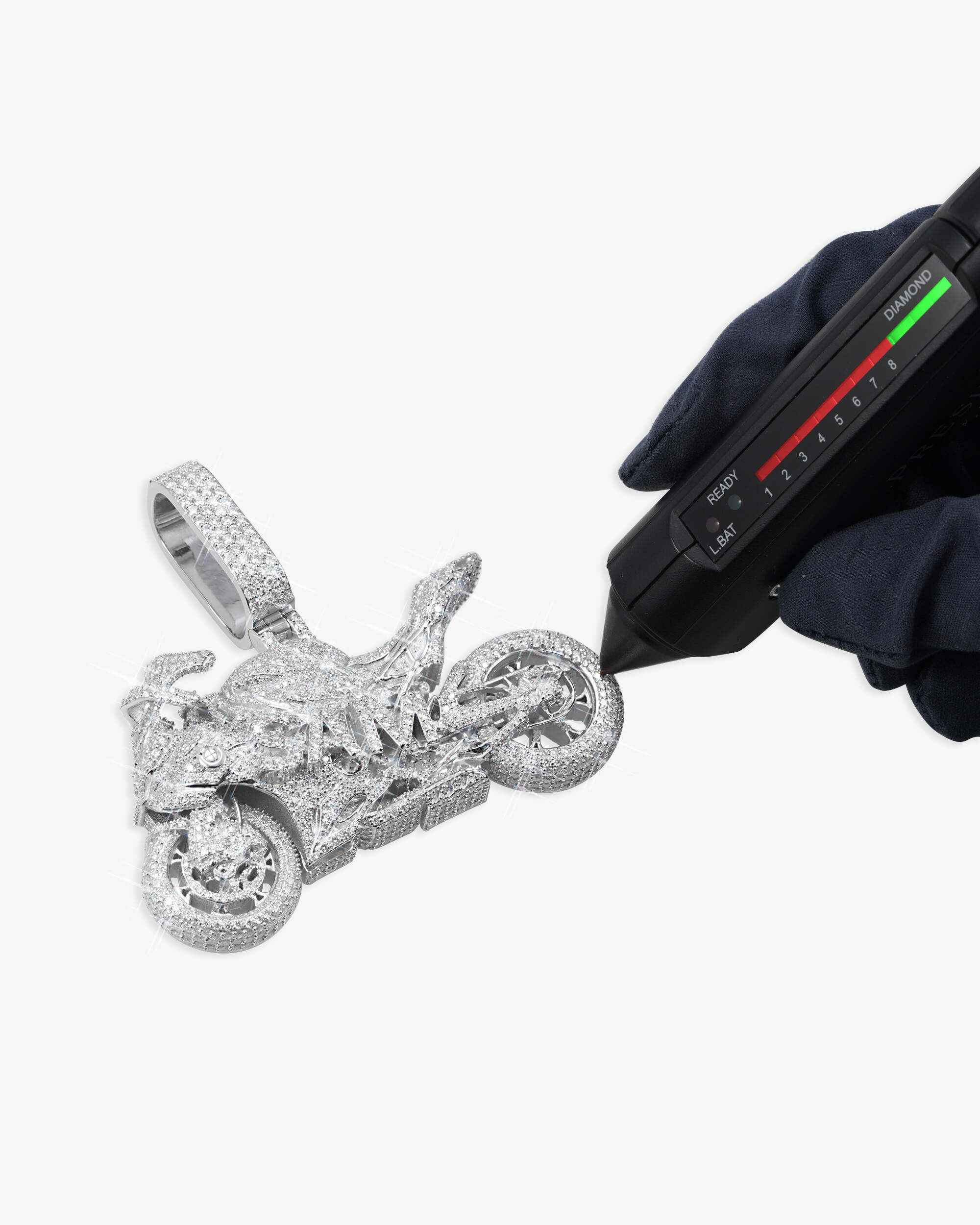 "Motorcycle" Custom Logo Moissanite Pendant 14K Gold (view 4 of 4)