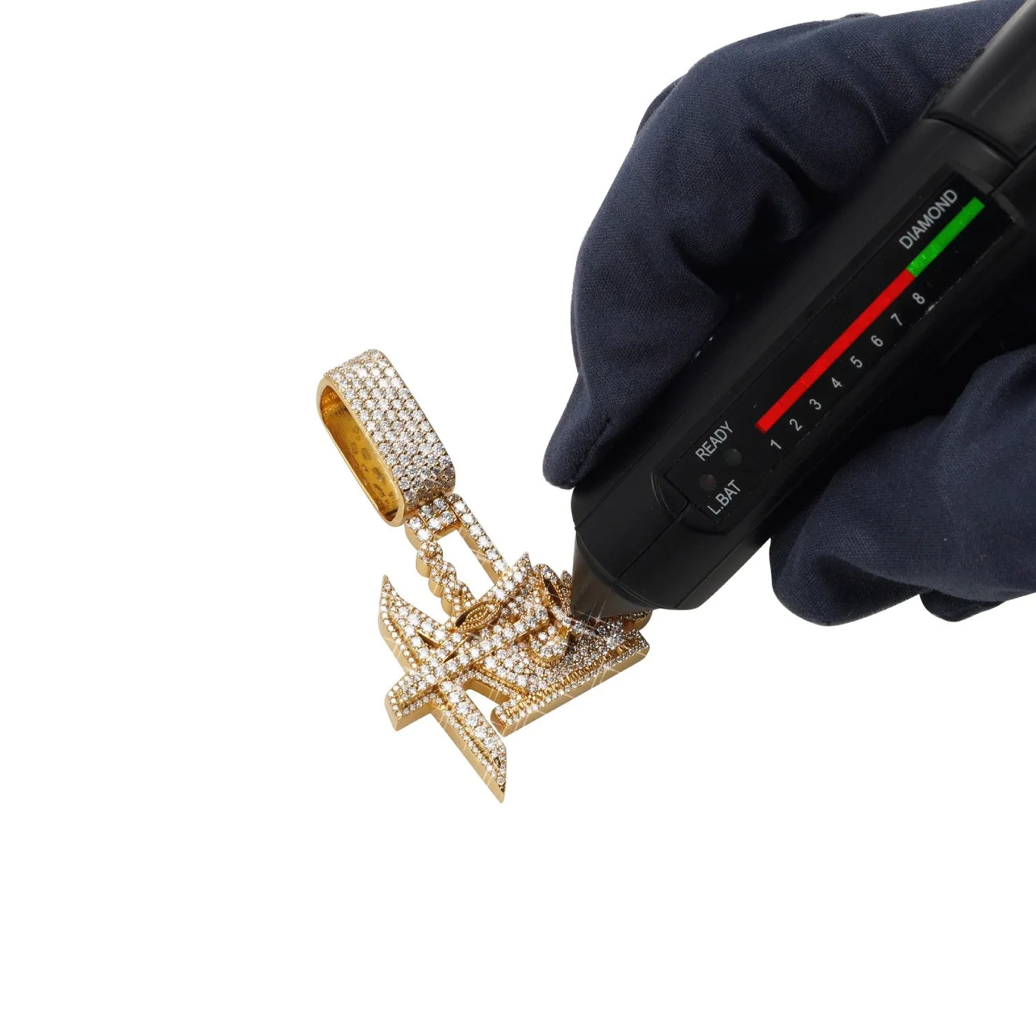 "MOVIE PRODUCTION" Custom Logo Moissanite Pendant 14K Gold (view 3 of 3)