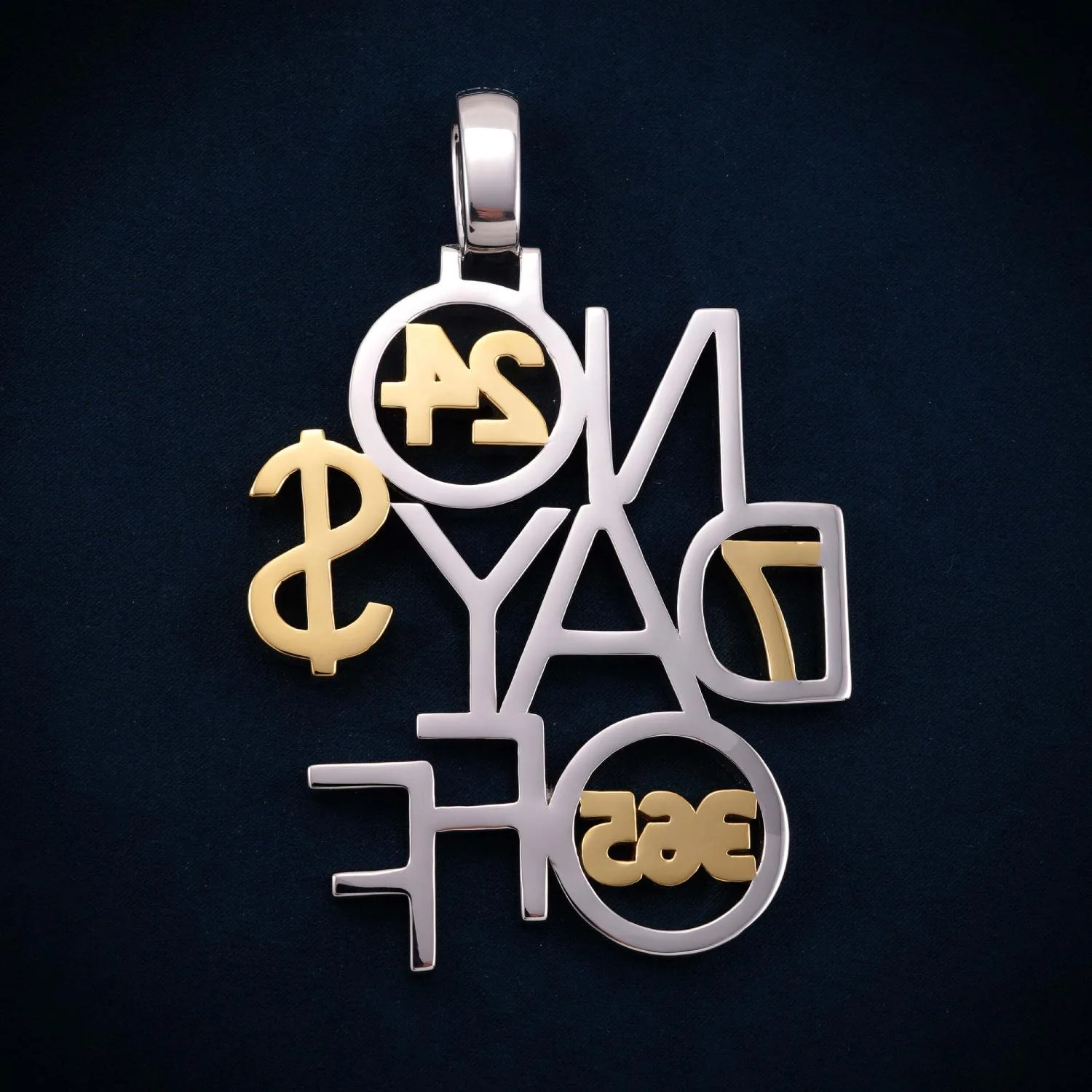 "NO DAYS OFF" Custom Name Moissanite Pendant 14K Gold (view 2 of 2)