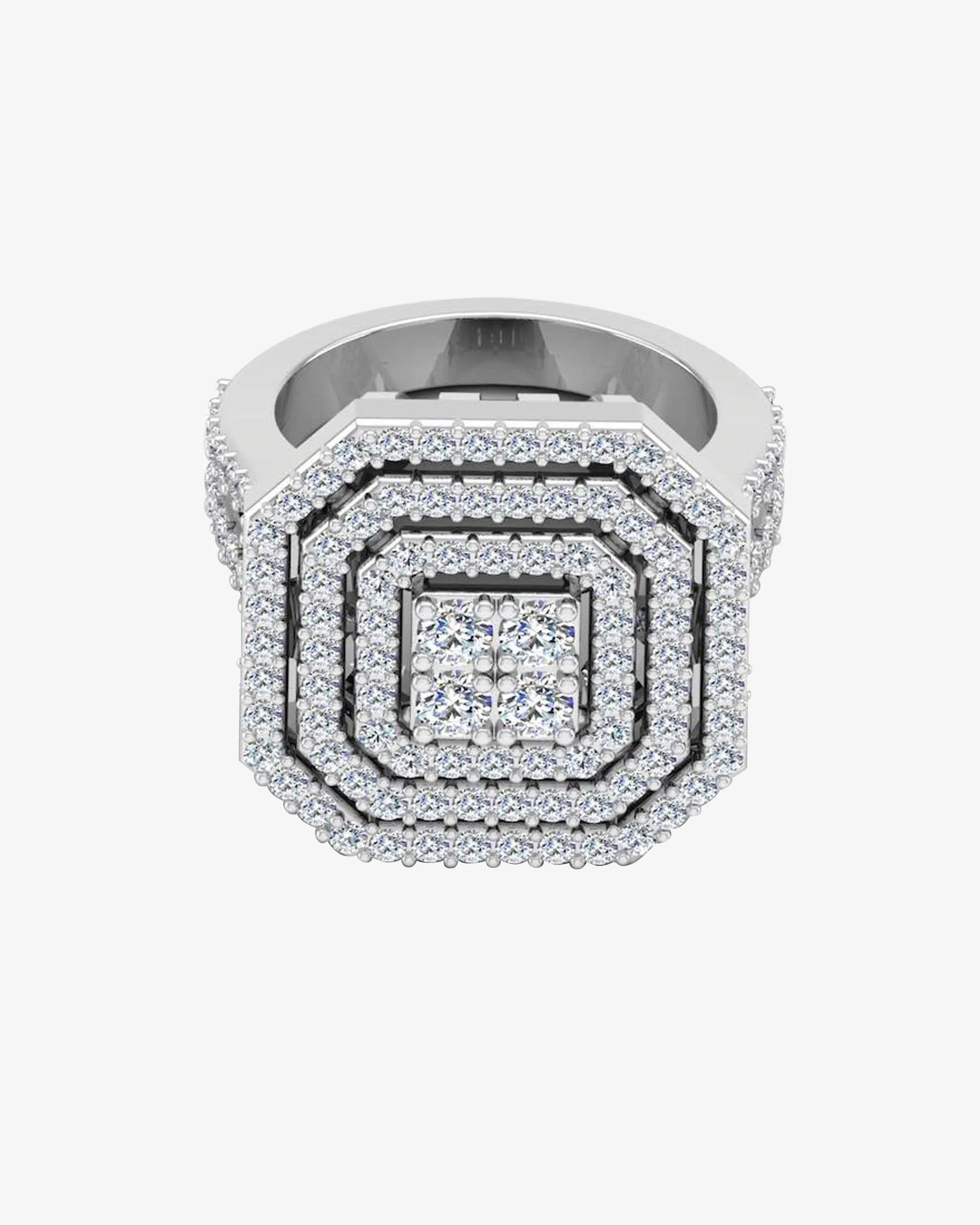 Octagon 4-Row Moissanite Engagement Ring - in 14k gold (view 2 of 8)