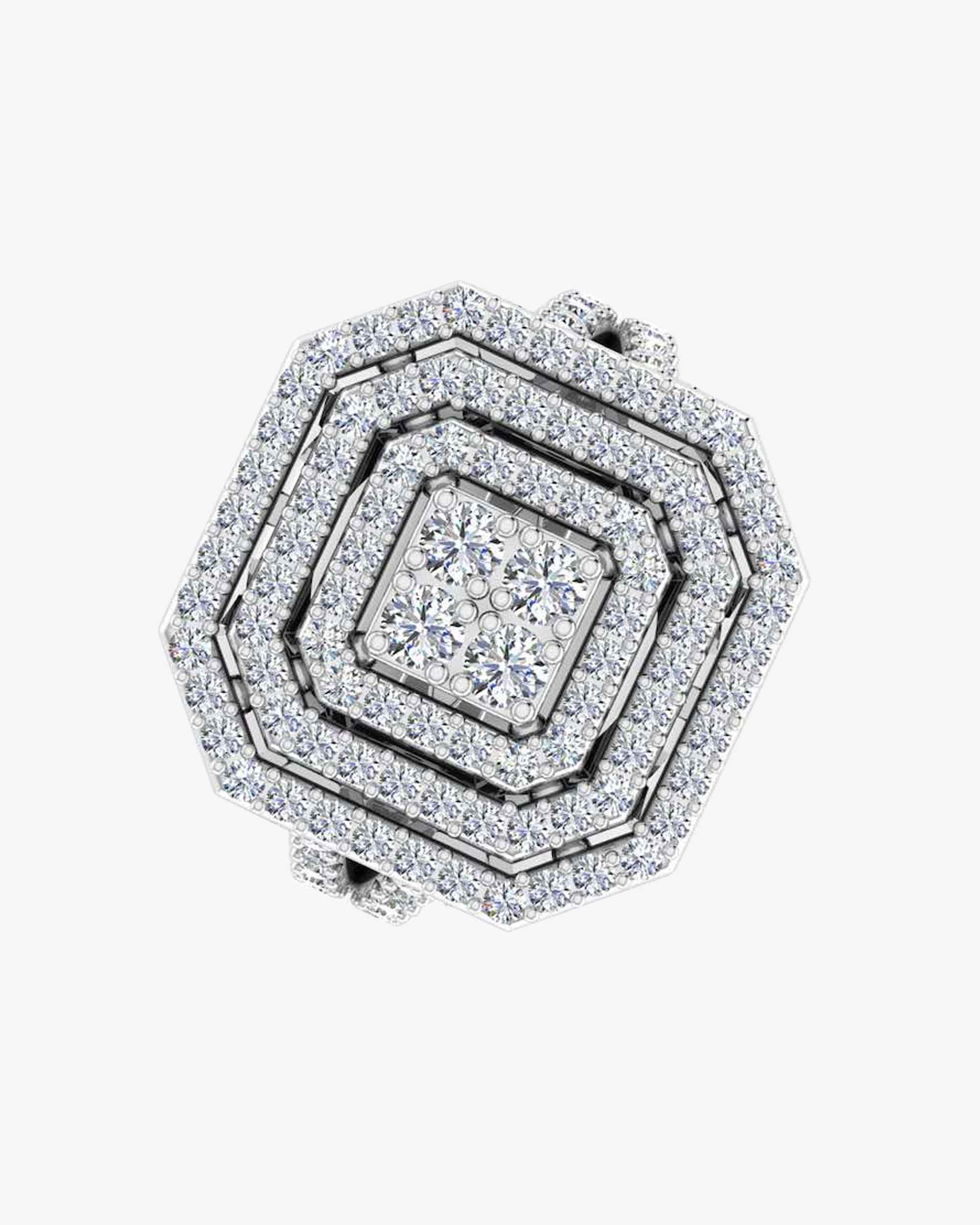 Octagon 4-Row Moissanite Engagement Ring - in 14k gold (view 4 of 8)