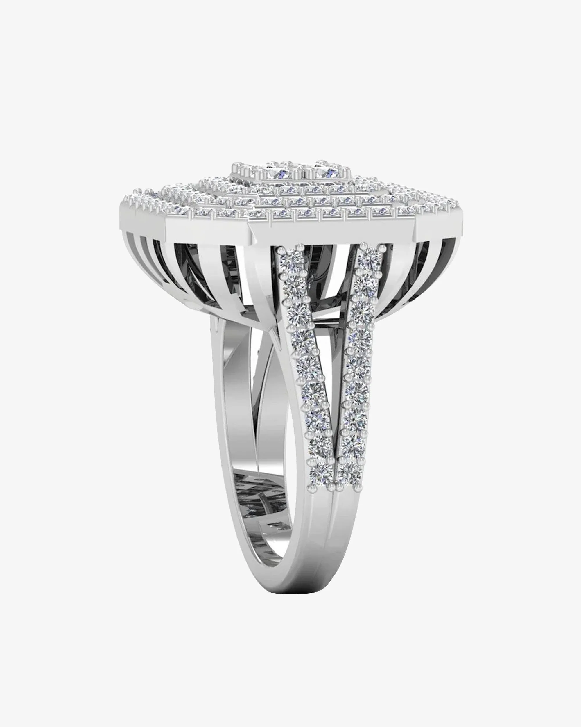 Octagon 4-Row Moissanite Engagement Ring - in 14k gold (view 5 of 8)