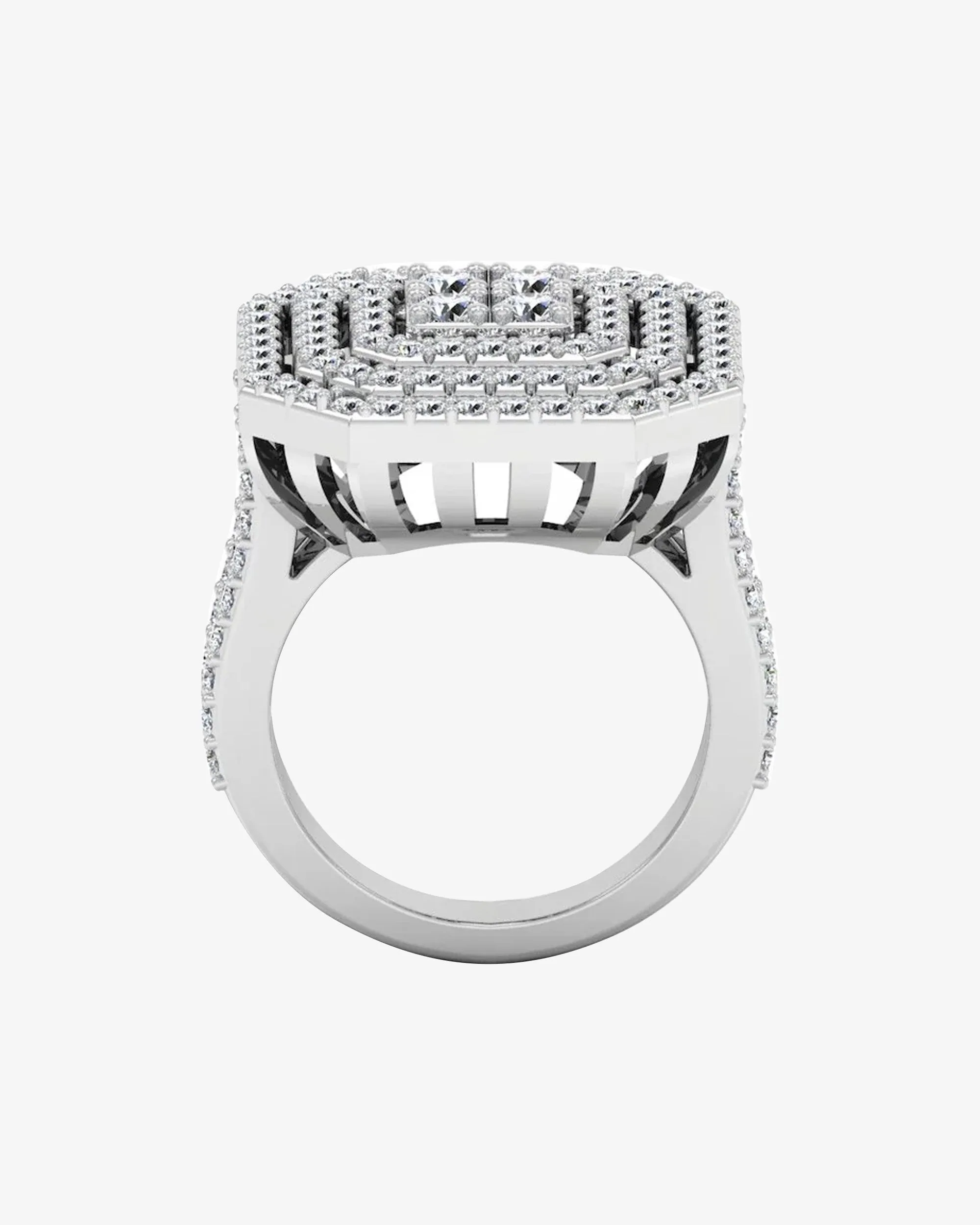Octagon 4-Row Moissanite Engagement Ring - in 14k gold (view 6 of 8)