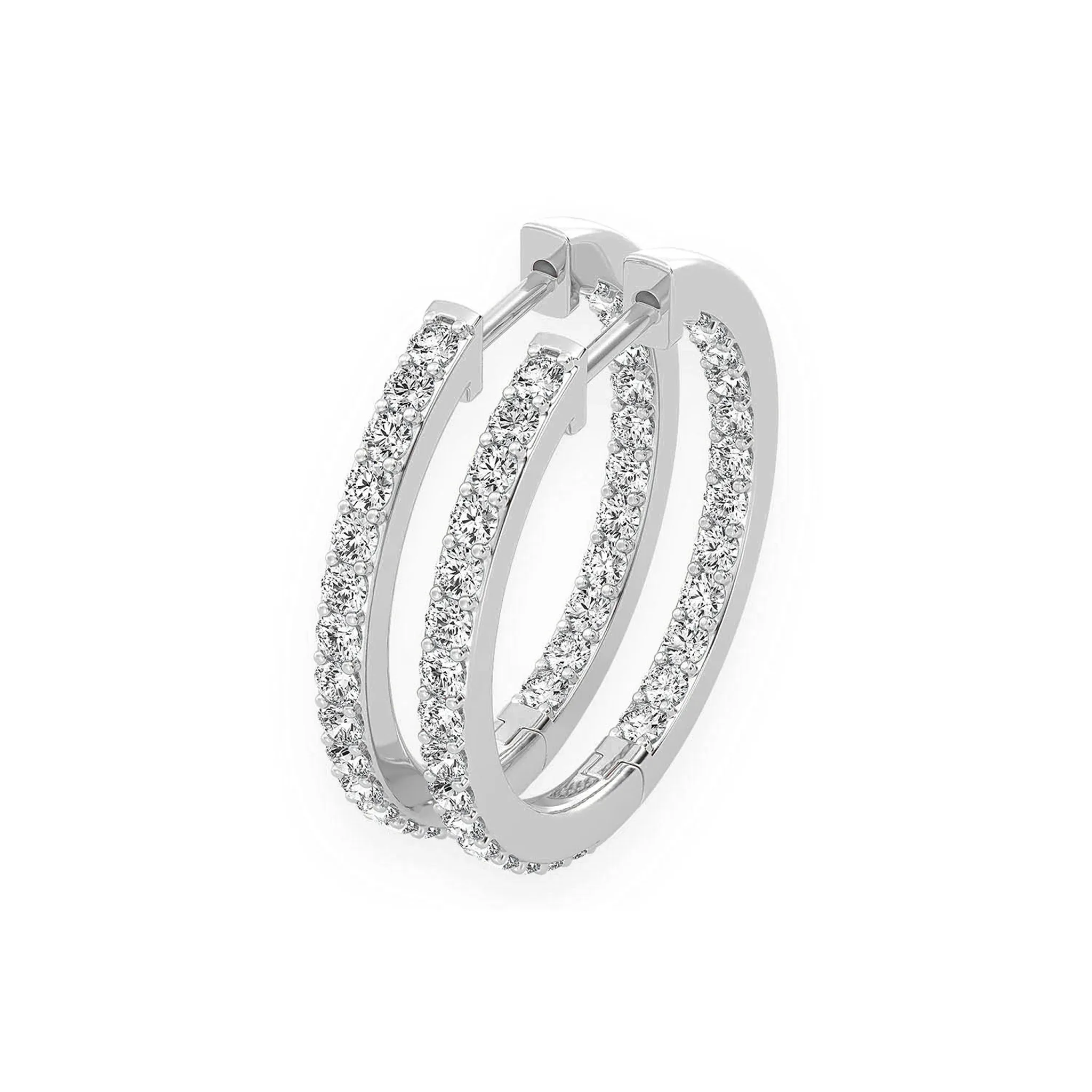 One Row Diamond Hoops - earrings in yellow gold (view 3 of 6)