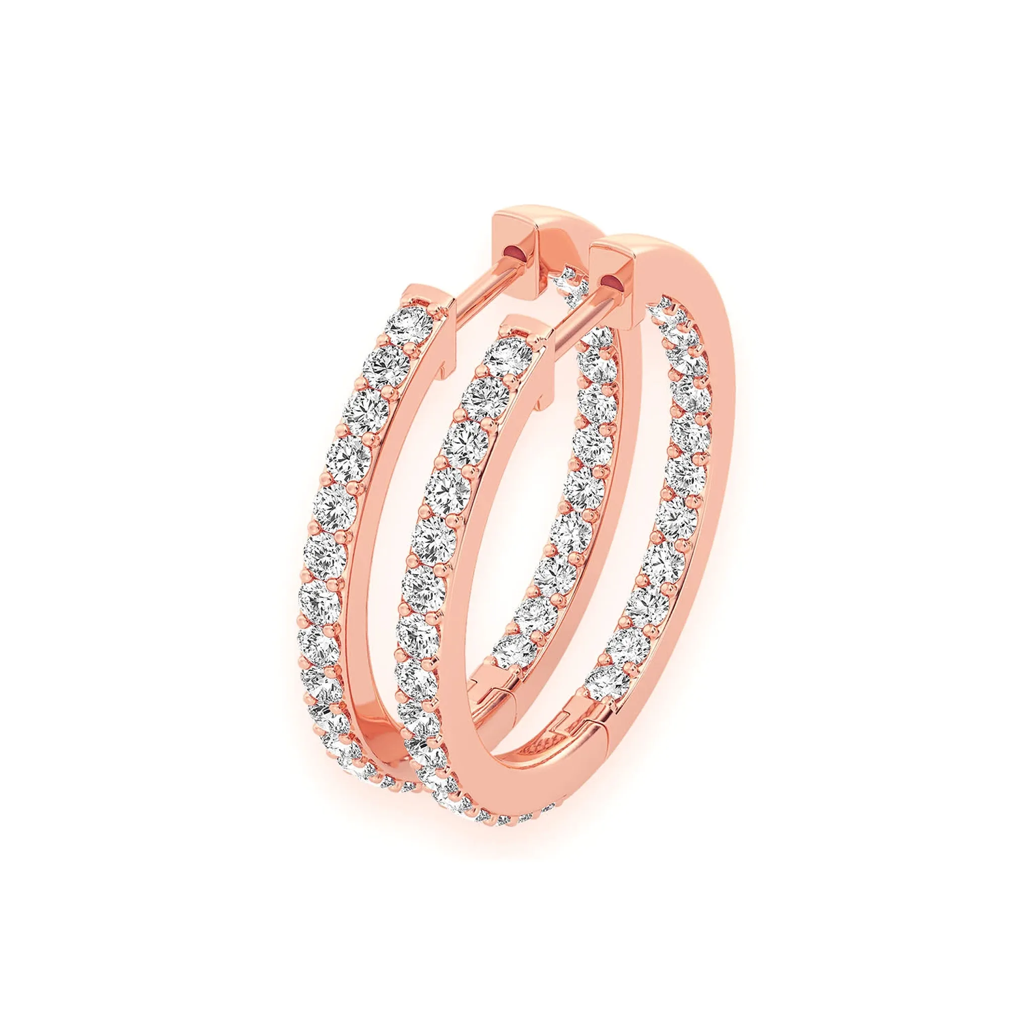 One Row Diamond Hoops - earrings in yellow gold (view 5 of 6)