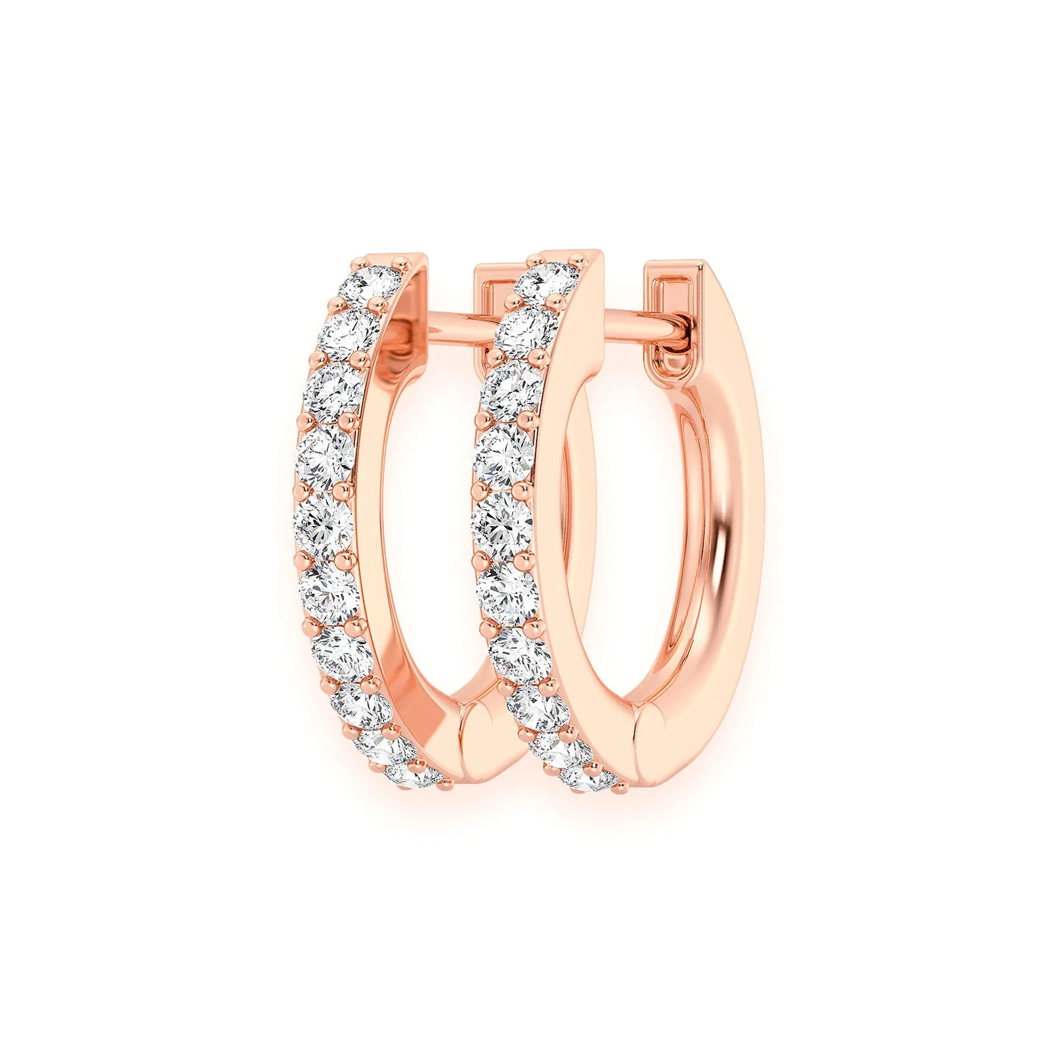 One Row Diamond Huggies - earrings in yellow gold (view 4 of 16)