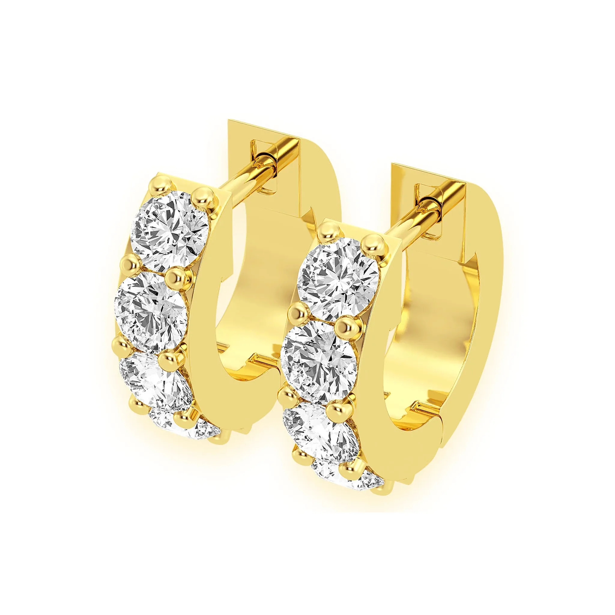 One Row Diamond Huggies - earrings in yellow gold (view 5 of 16)
