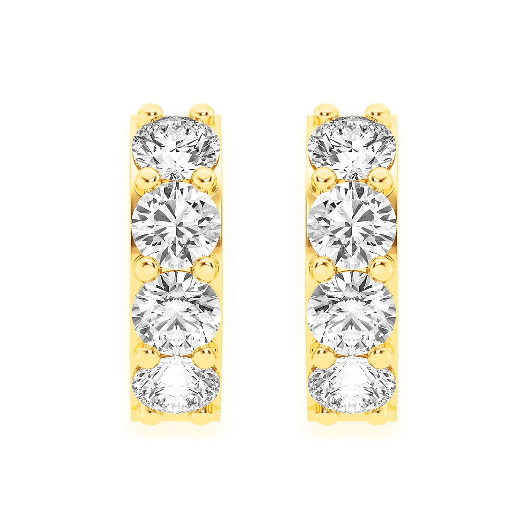 One Row Diamond Huggies - earrings in yellow gold (view 6 of 16)