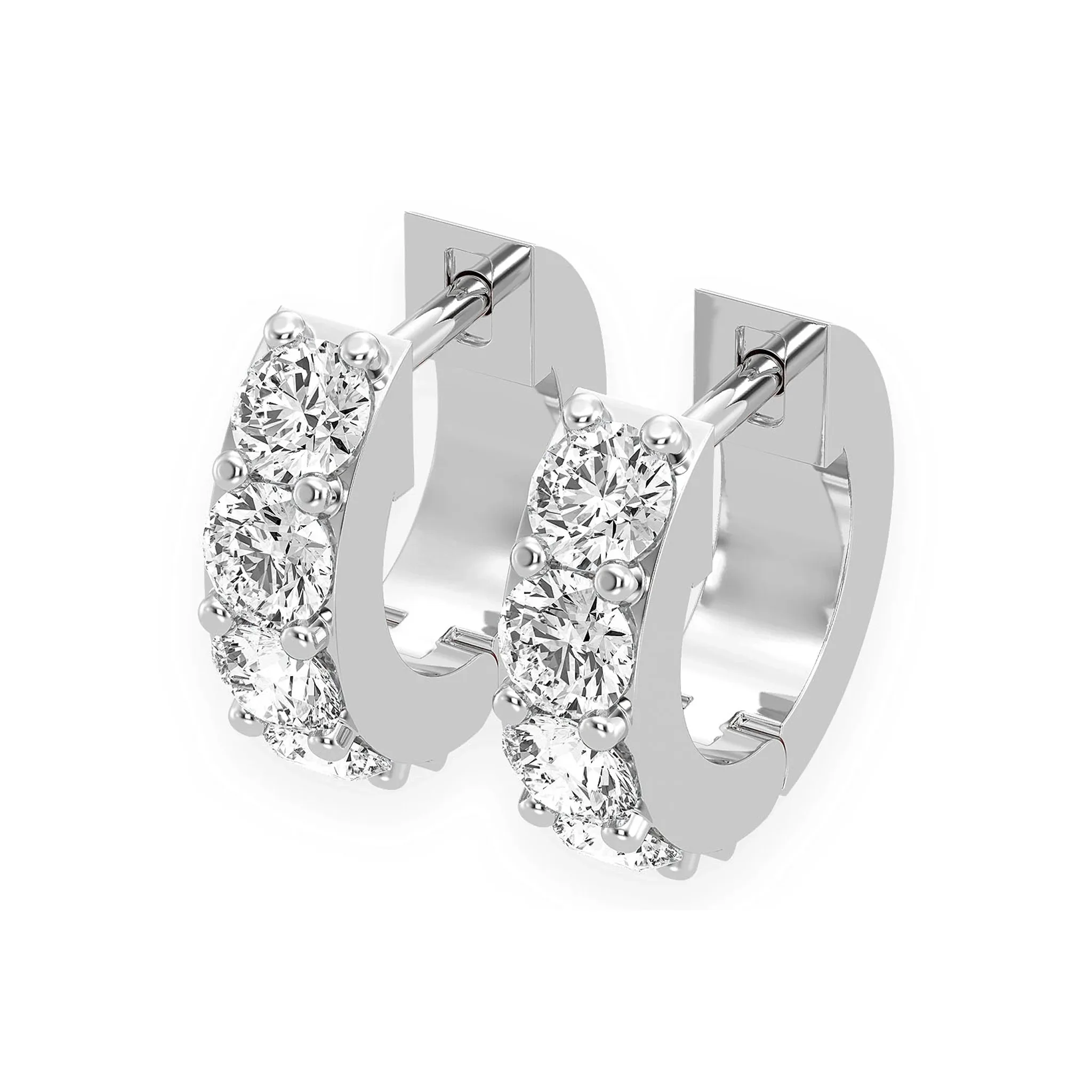 One Row Diamond Huggies - earrings in yellow gold (view 8 of 16)
