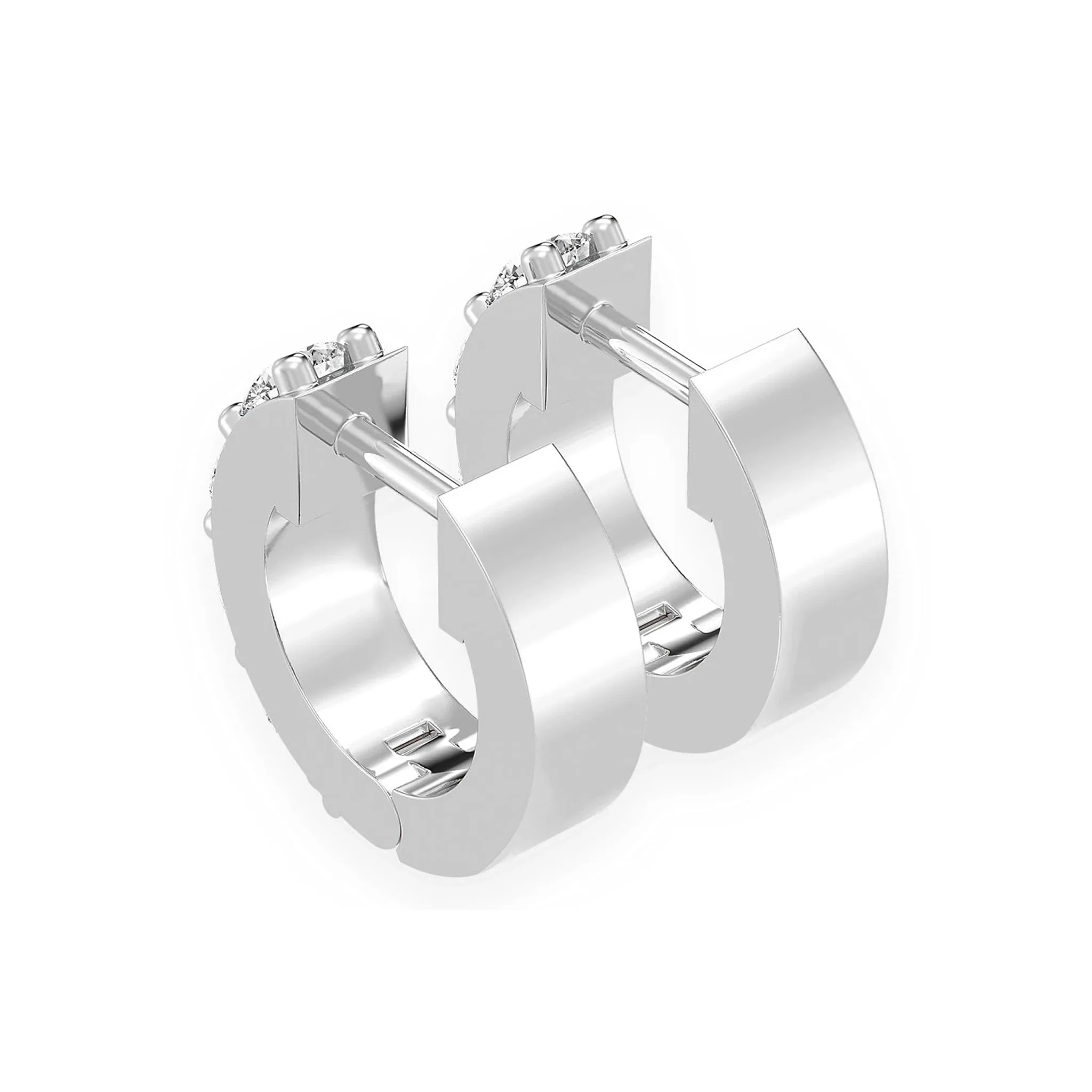 One Row Diamond Huggies - earrings in yellow gold (view 10 of 16)