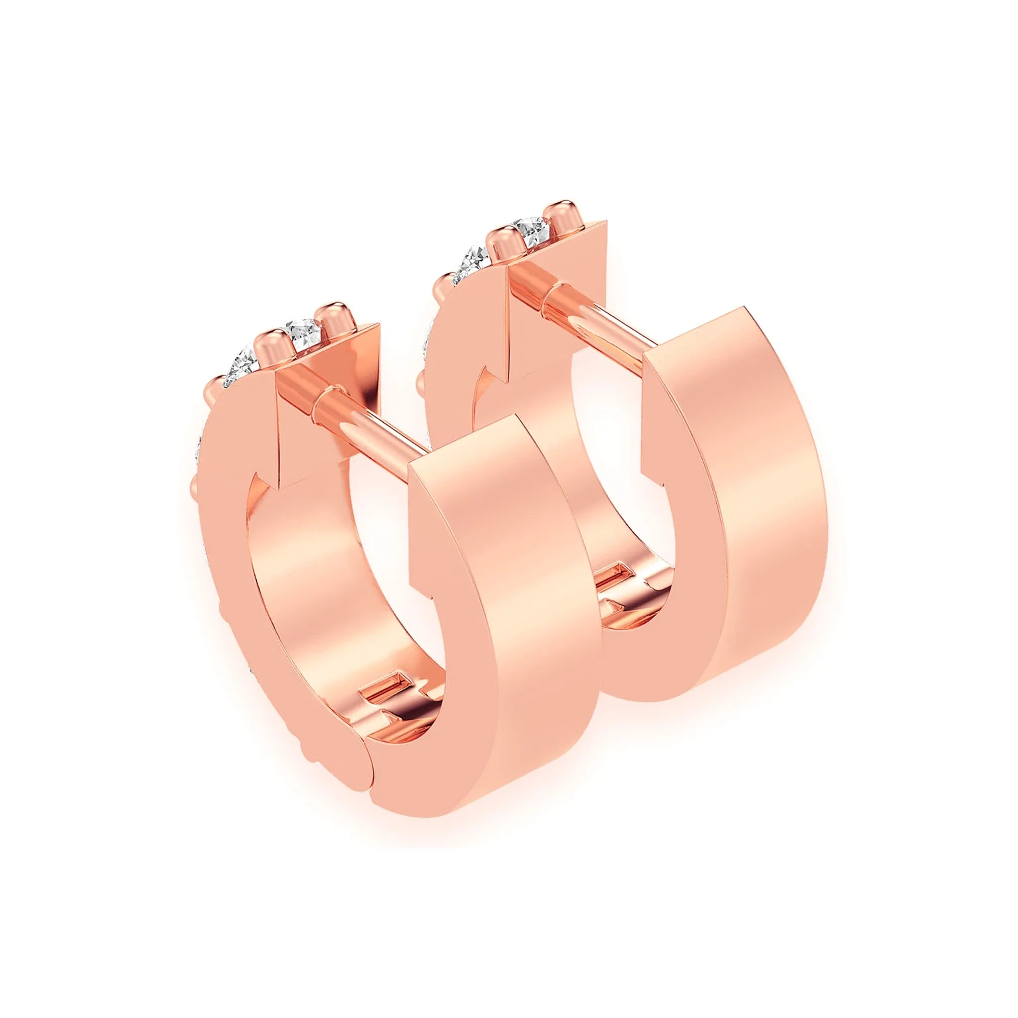 One Row Diamond Huggies - earrings in yellow gold (view 11 of 16)