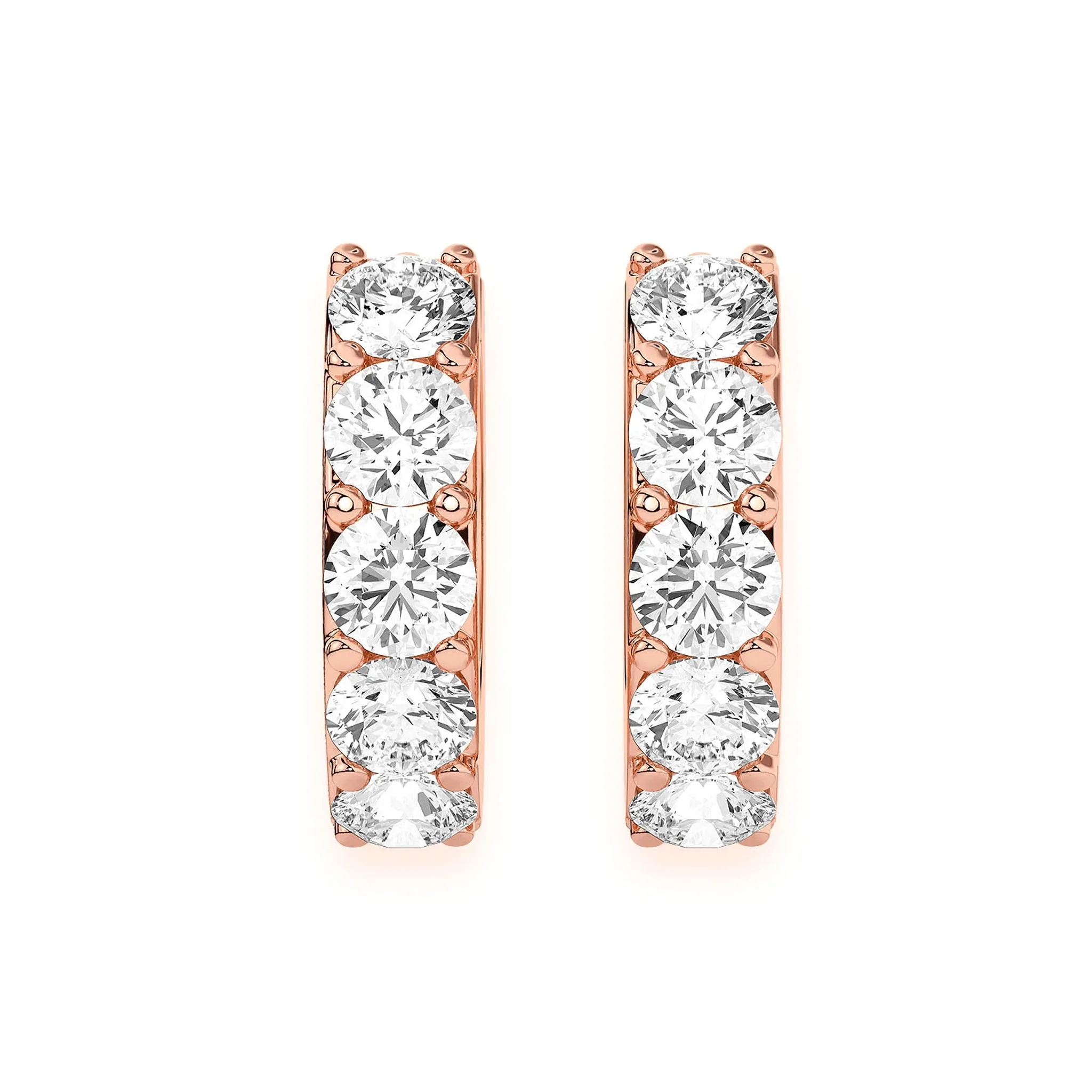 One Row Diamond Huggies - earrings in yellow gold (view 15 of 16)