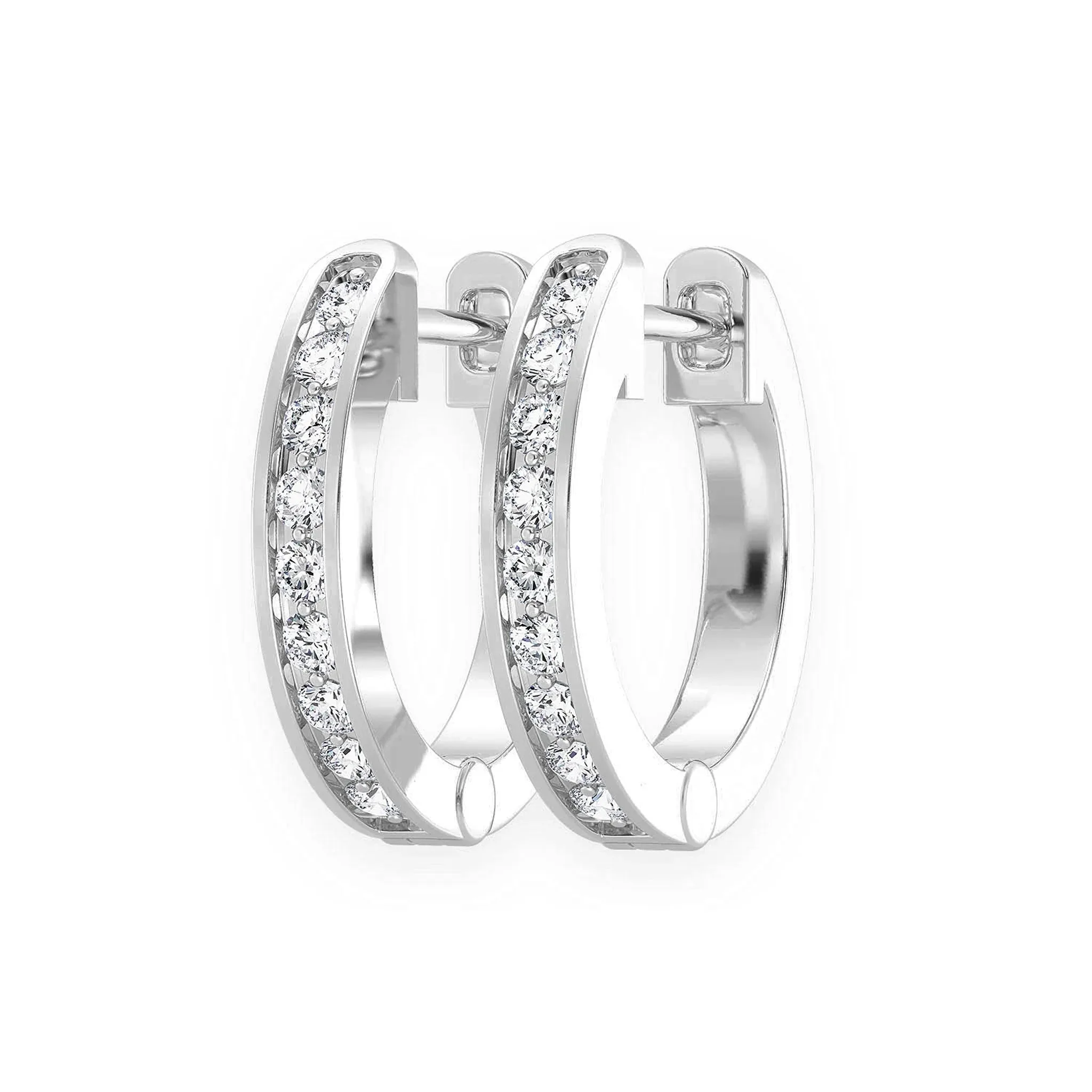 One Row Diamond Huggies - earrings in yellow gold