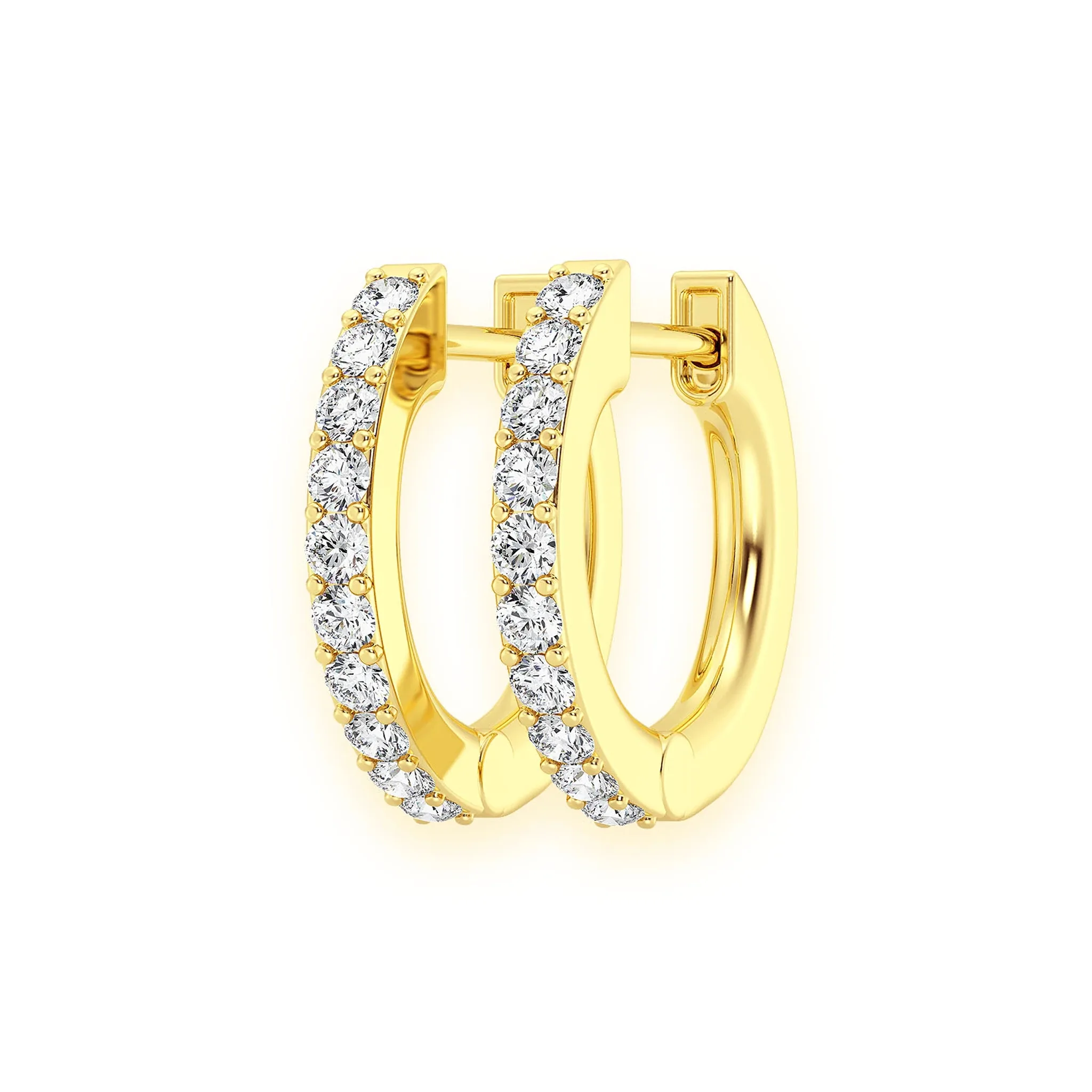 One Row Diamond Huggies - earrings in yellow gold (view 2 of 16)