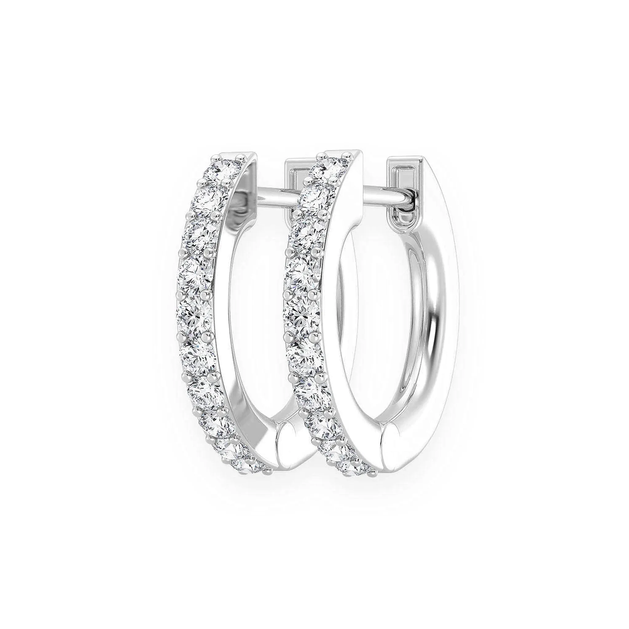 One Row Diamond Huggies - earrings in yellow gold (view 3 of 16)