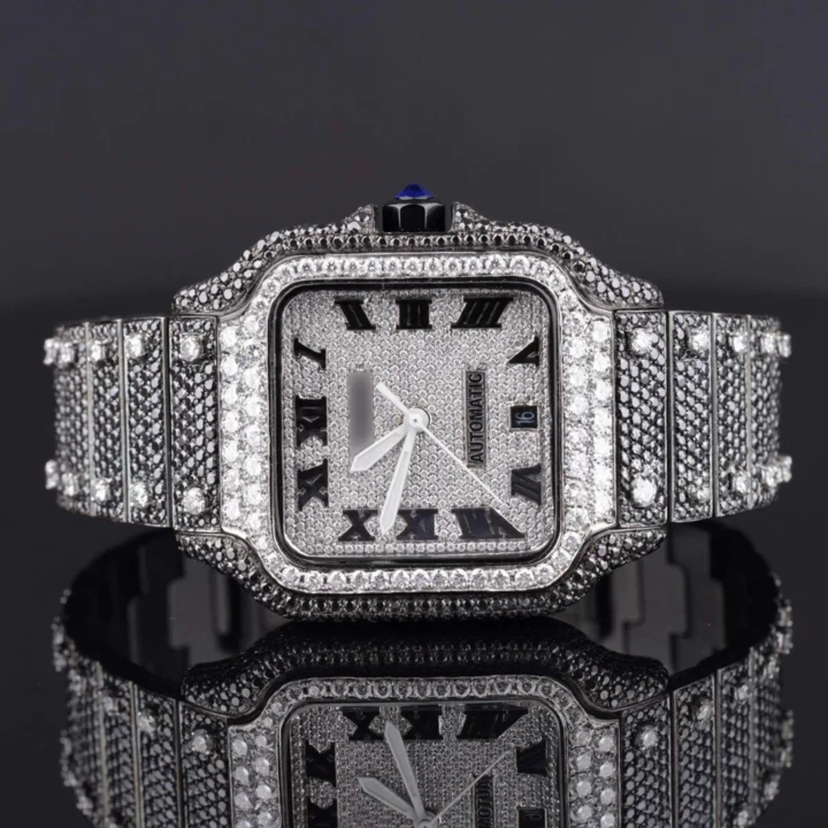 Optimus Moissanite Black Diamond Iced Out Automatic Watch (view 2 of 5)