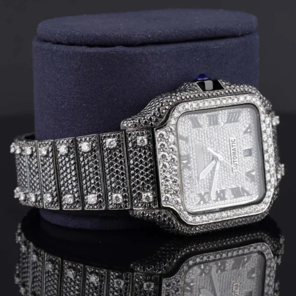 Optimus Moissanite Black Diamond Iced Out Automatic Watch (view 3 of 5)