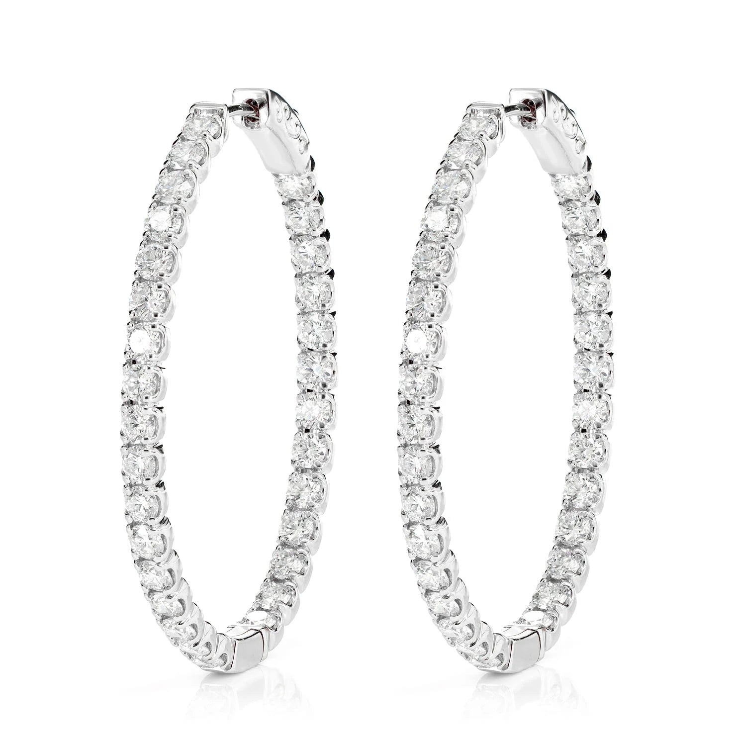 Oval Diamond Inside Outside Hoop Earrings 5.00ctw - in yellow gold (view 3 of 6)