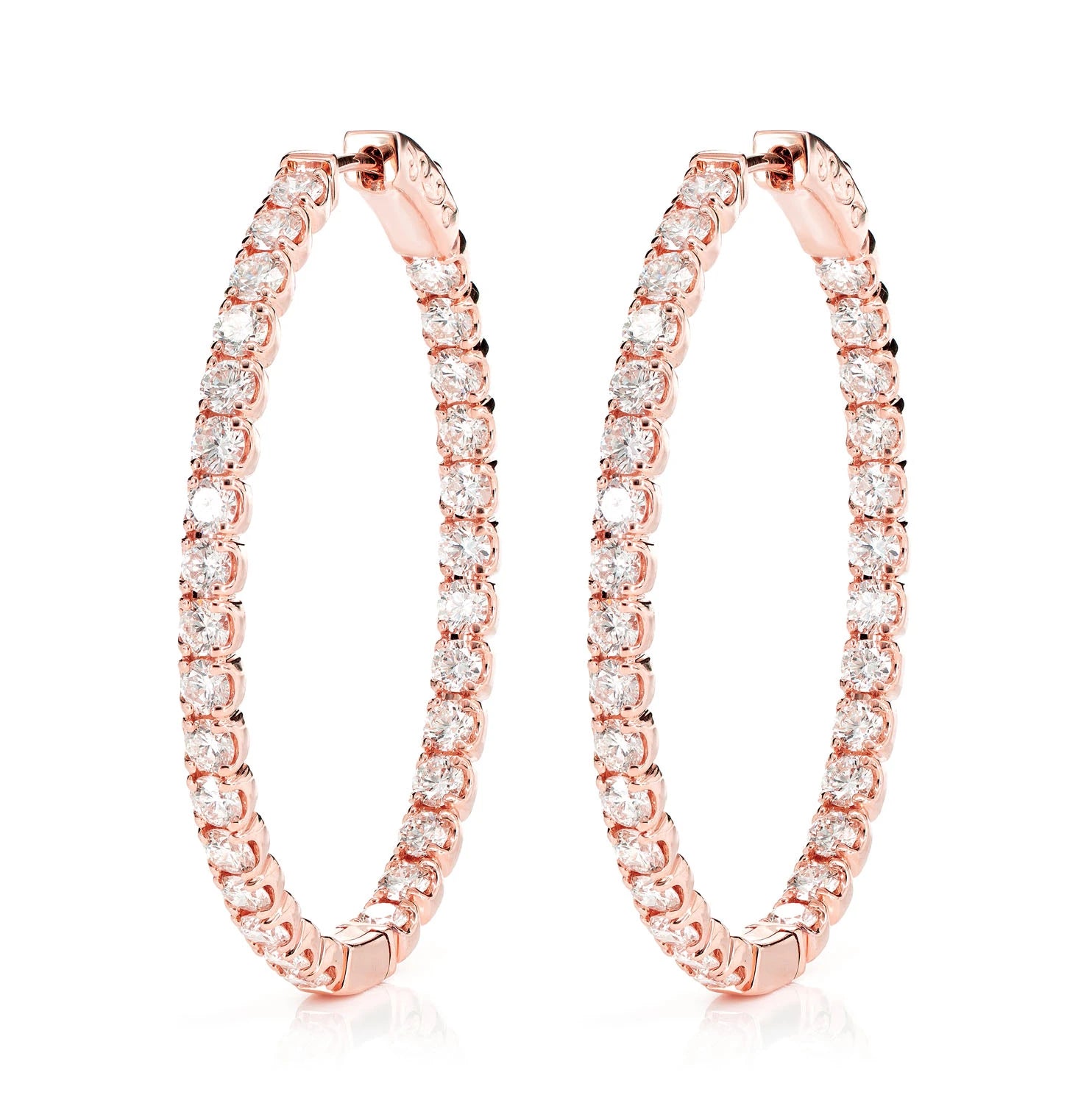 Oval Diamond Inside Outside Hoop Earrings 5.00ctw - in yellow gold (view 5 of 6)