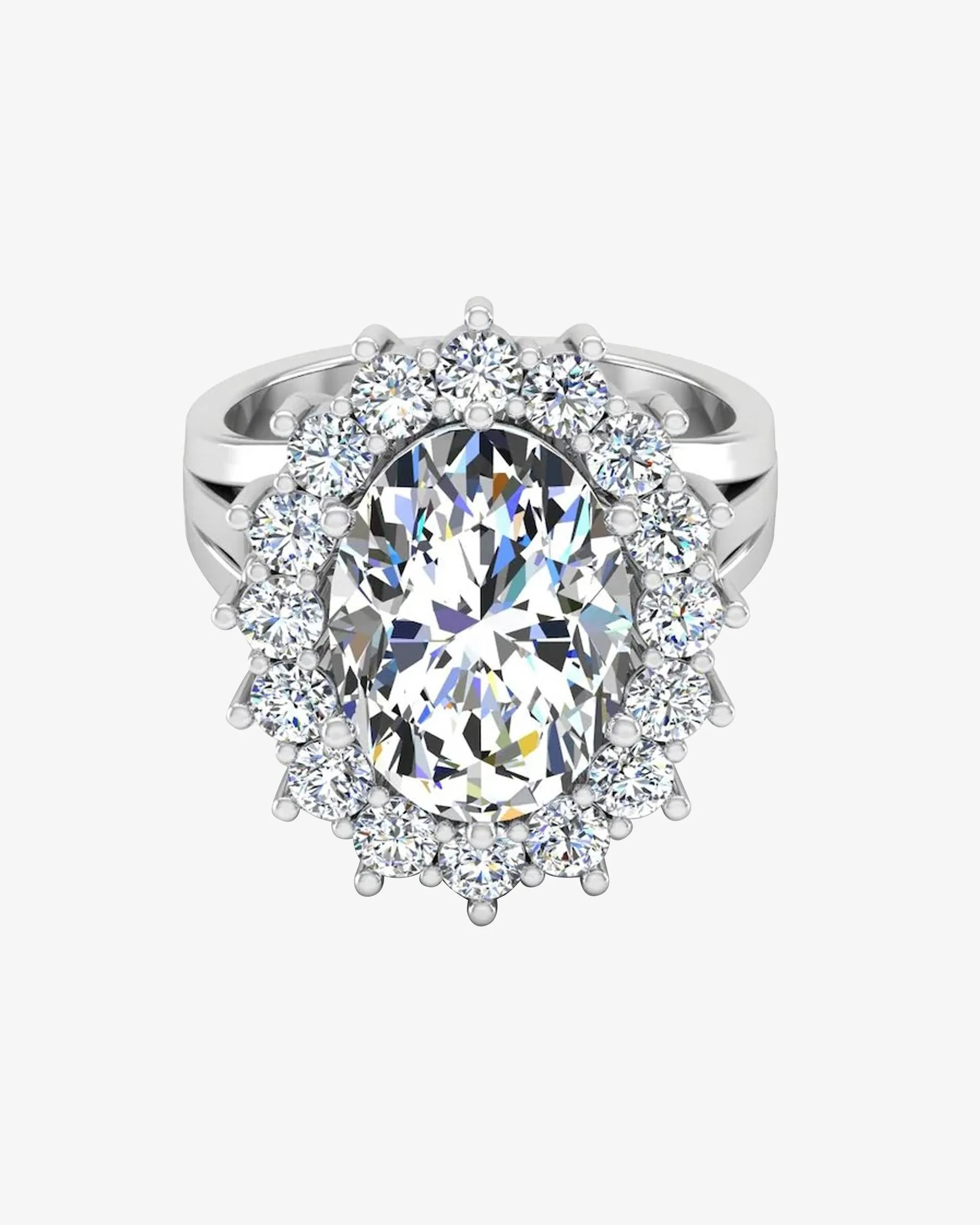Oval Halo Moissanite Engagement Ring - in 14k gold (view 2 of 8)