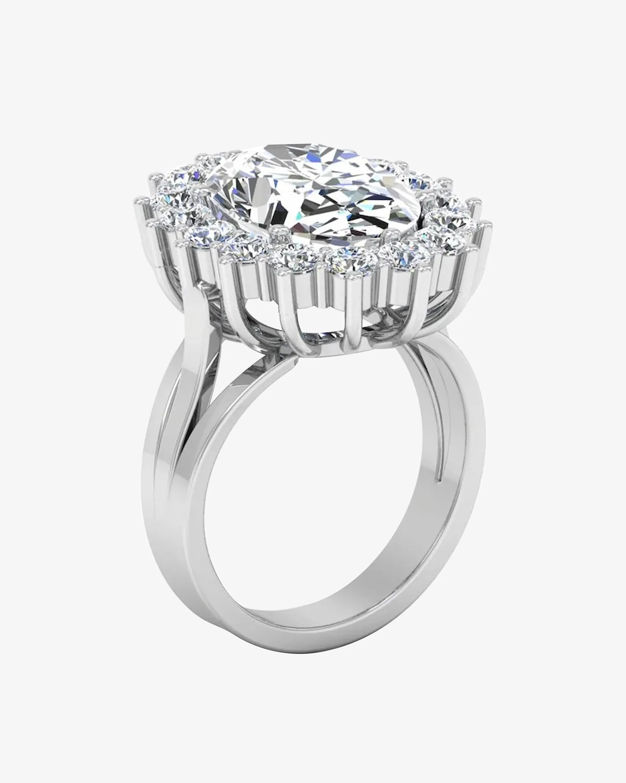 Oval Halo Moissanite Engagement Ring - in 14k gold (view 3 of 8)