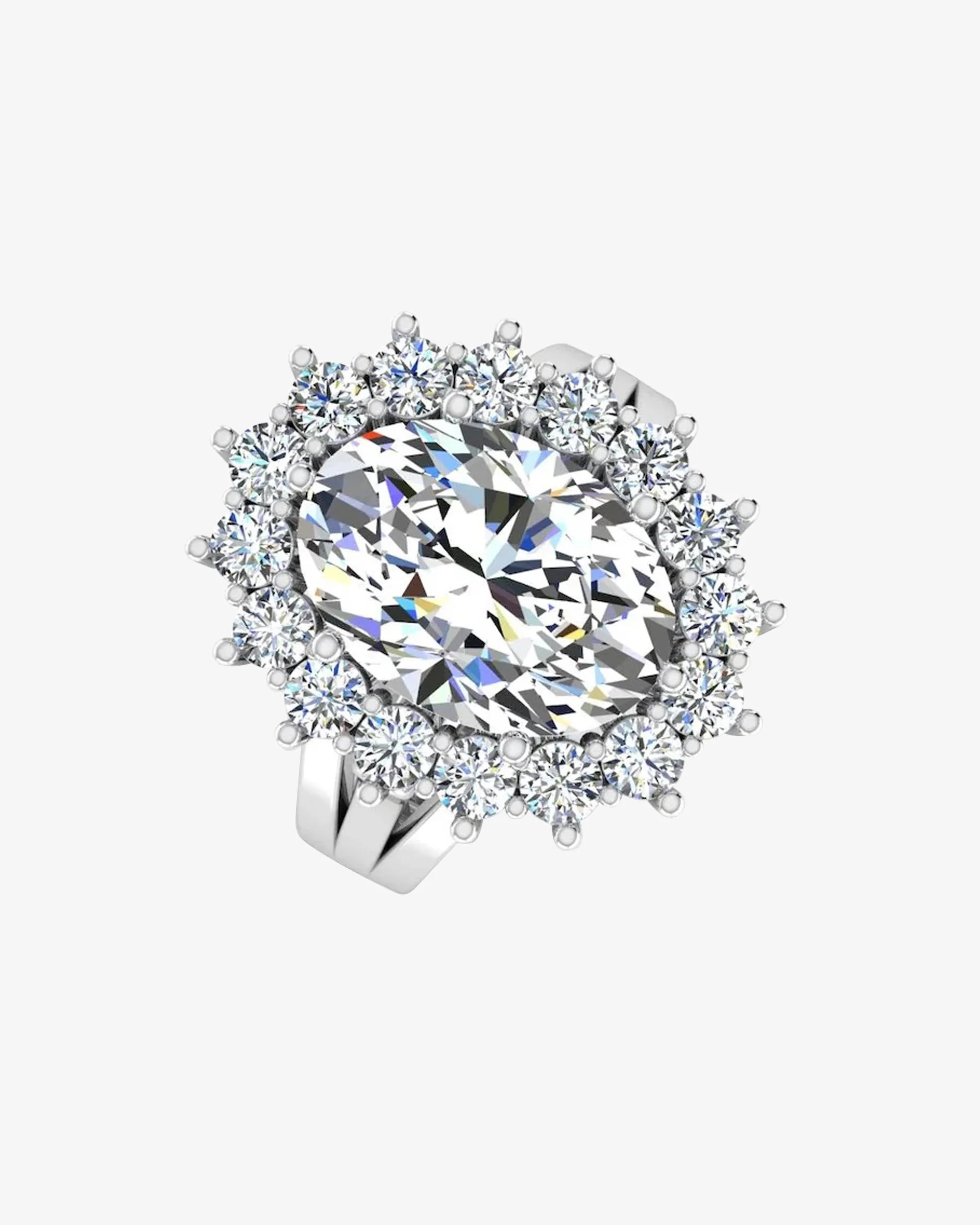 Oval Halo Moissanite Engagement Ring - in 14k gold (view 4 of 8)