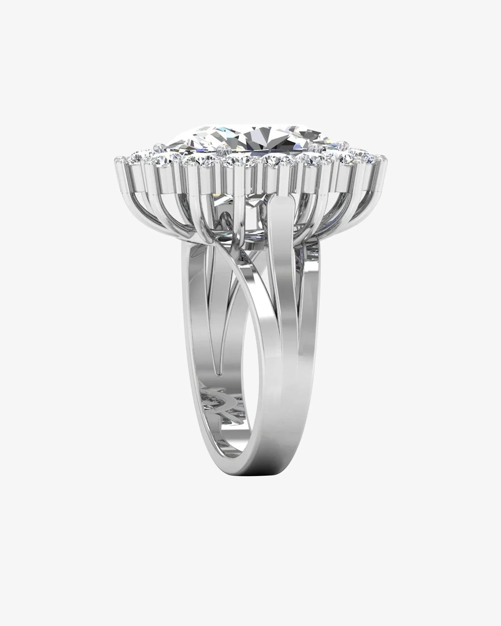 Oval Halo Moissanite Engagement Ring - in 14k gold (view 5 of 8)