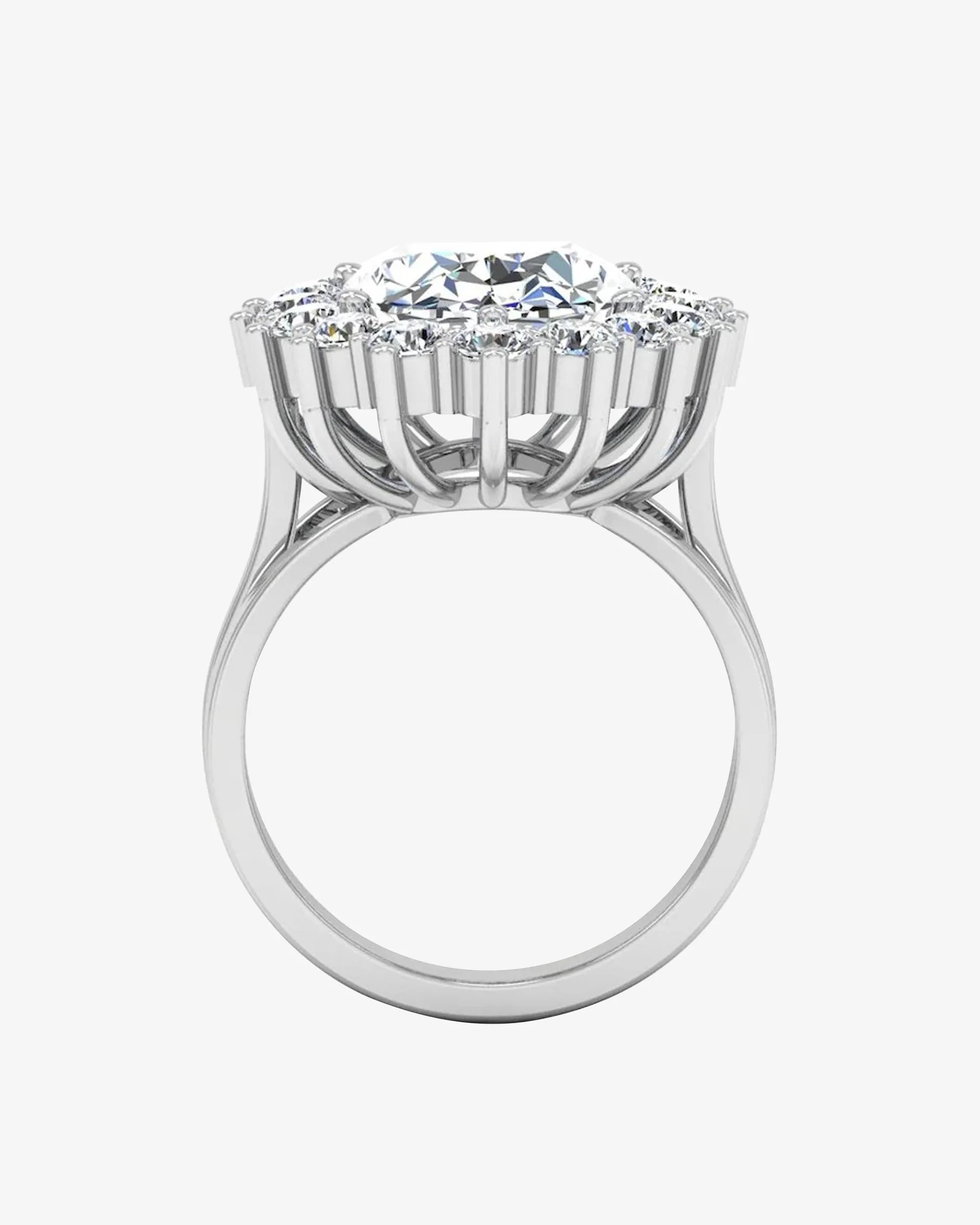 Oval Halo Moissanite Engagement Ring - in 14k gold (view 6 of 8)