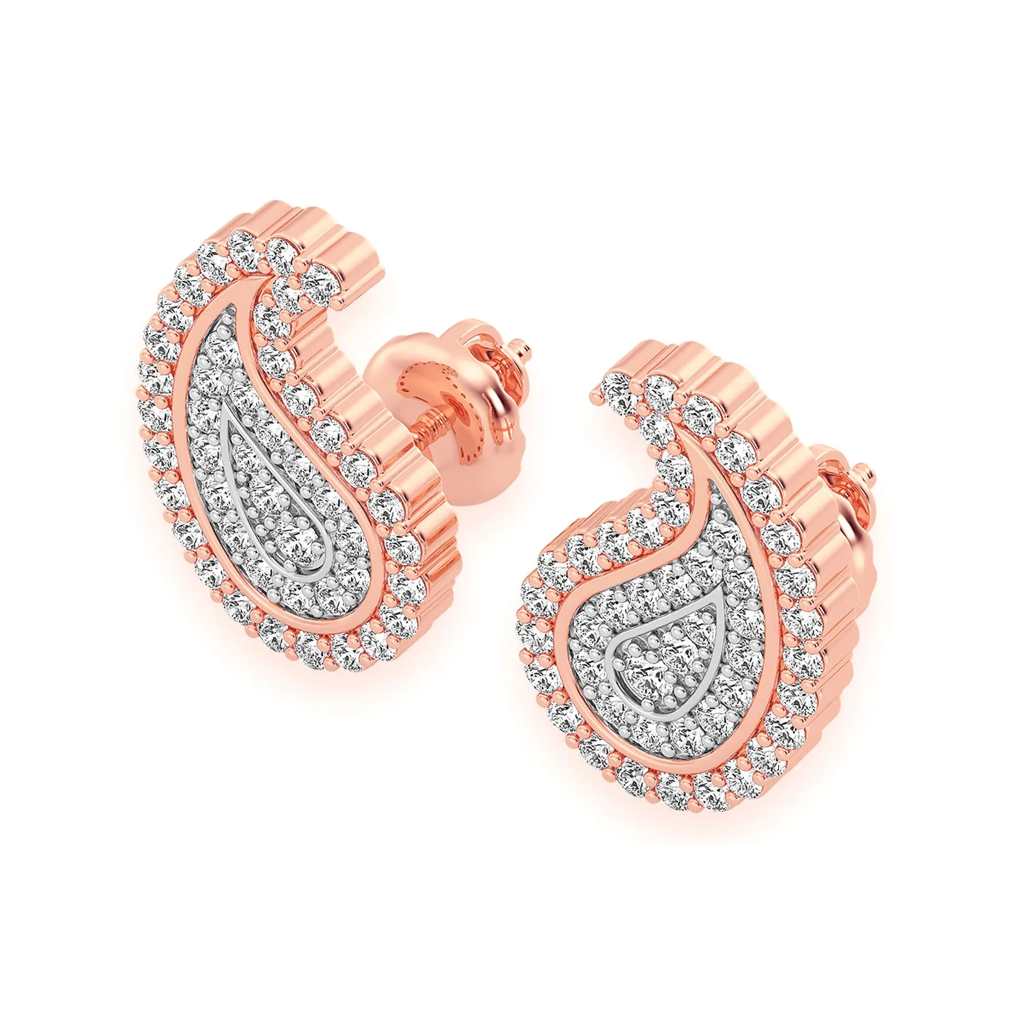 Paisley Diamond Stud Earrings - in yellow gold (view 9 of 10)