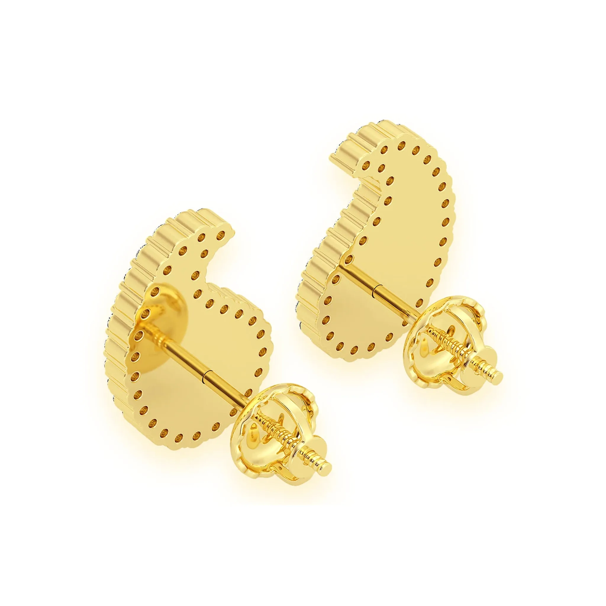 Paisley Diamond Stud Earrings - in yellow gold (view 3 of 10)