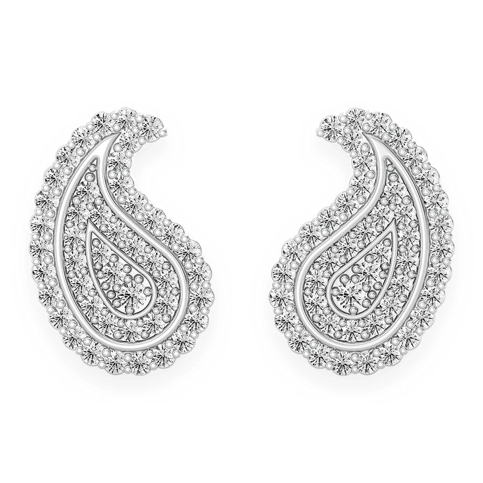 Paisley Diamond Stud Earrings - in yellow gold (view 5 of 10)