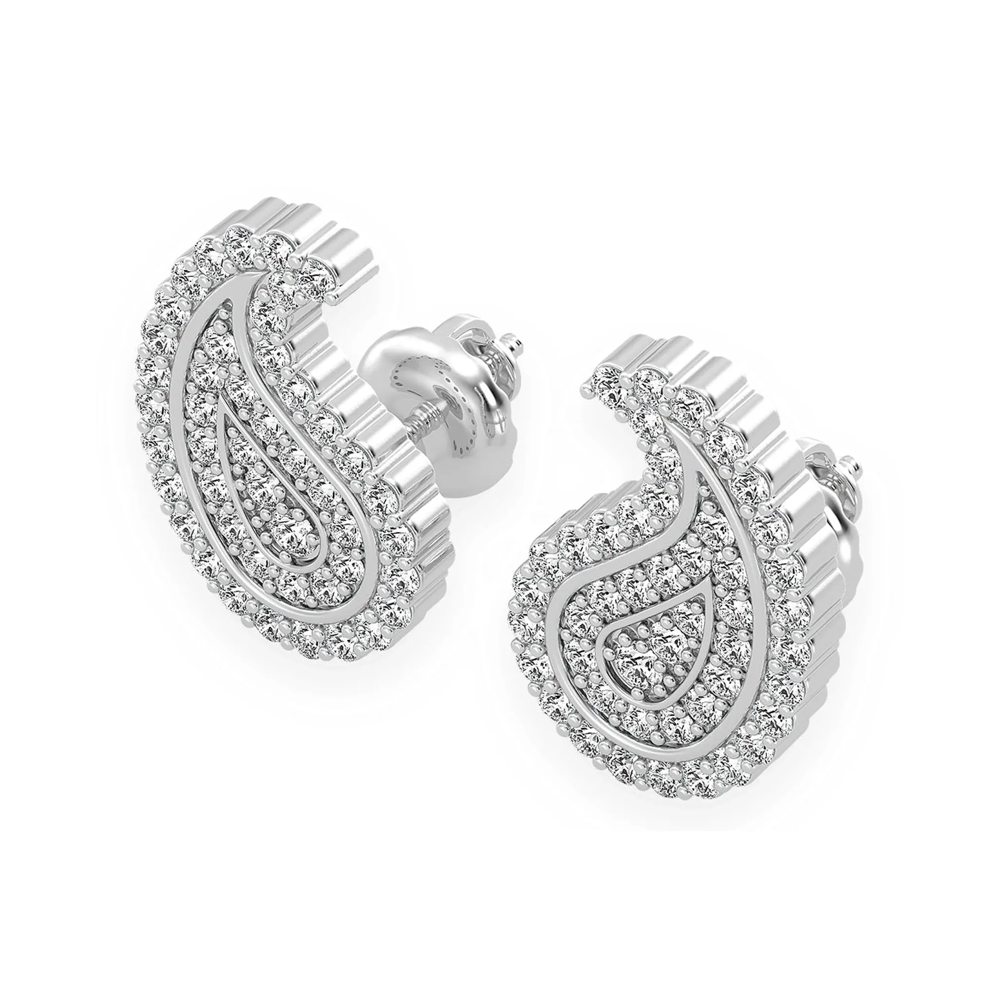 Paisley Diamond Stud Earrings - in yellow gold (view 6 of 10)