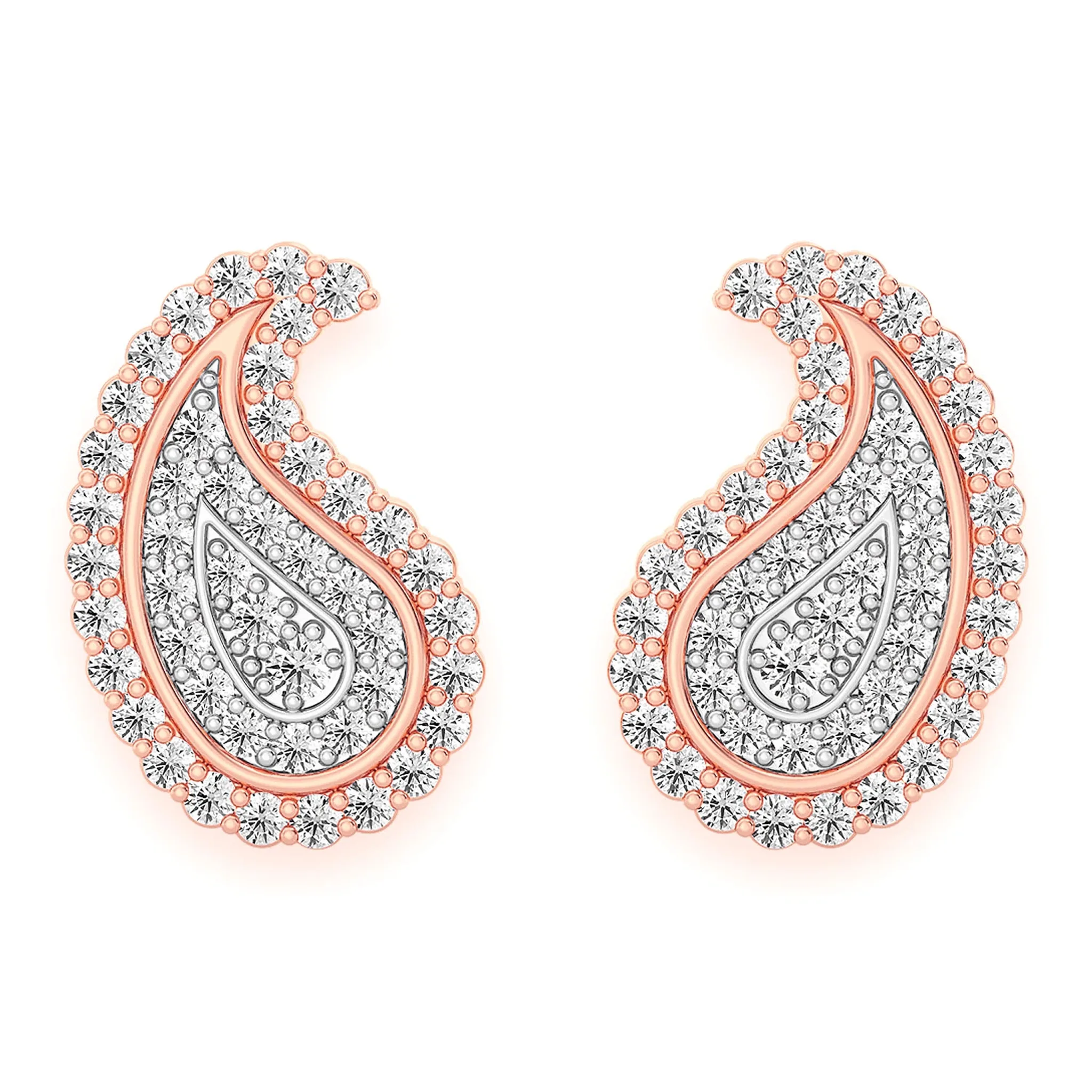 Paisley Diamond Stud Earrings - in yellow gold (view 8 of 10)