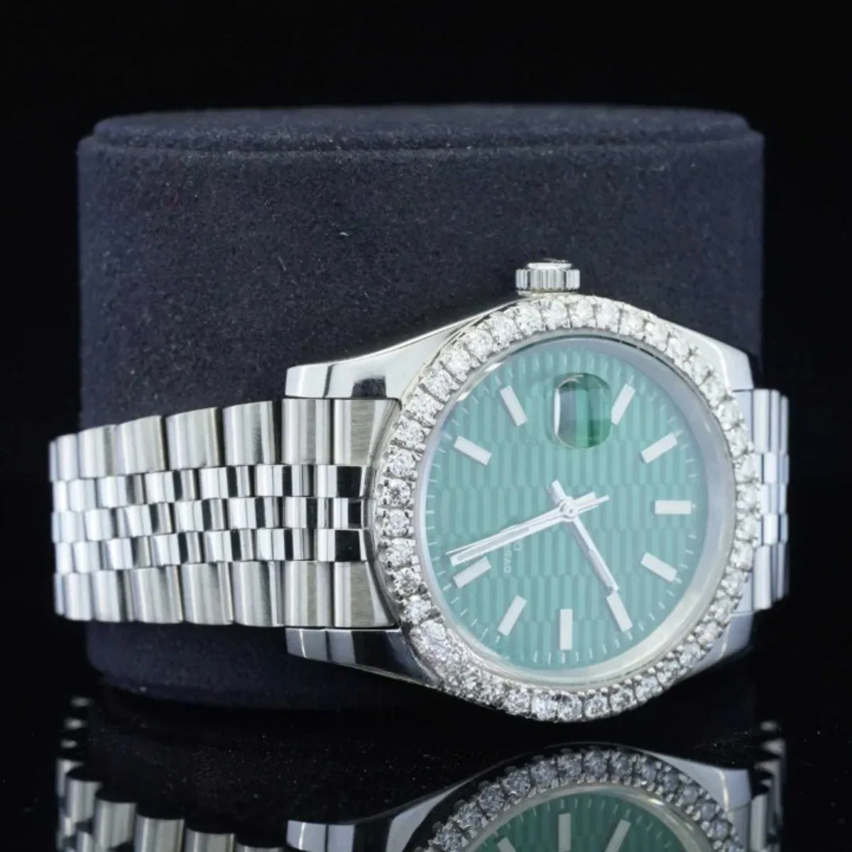 Partial Moissanite Automatic Watch For Men (view 2 of 4)