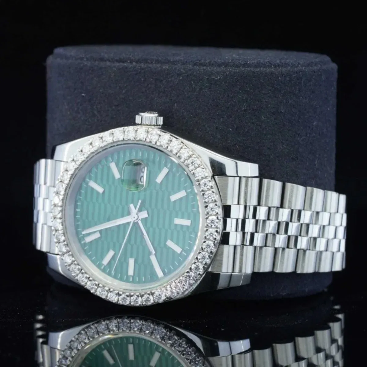 Partial Moissanite Automatic Watch For Men (view 3 of 4)