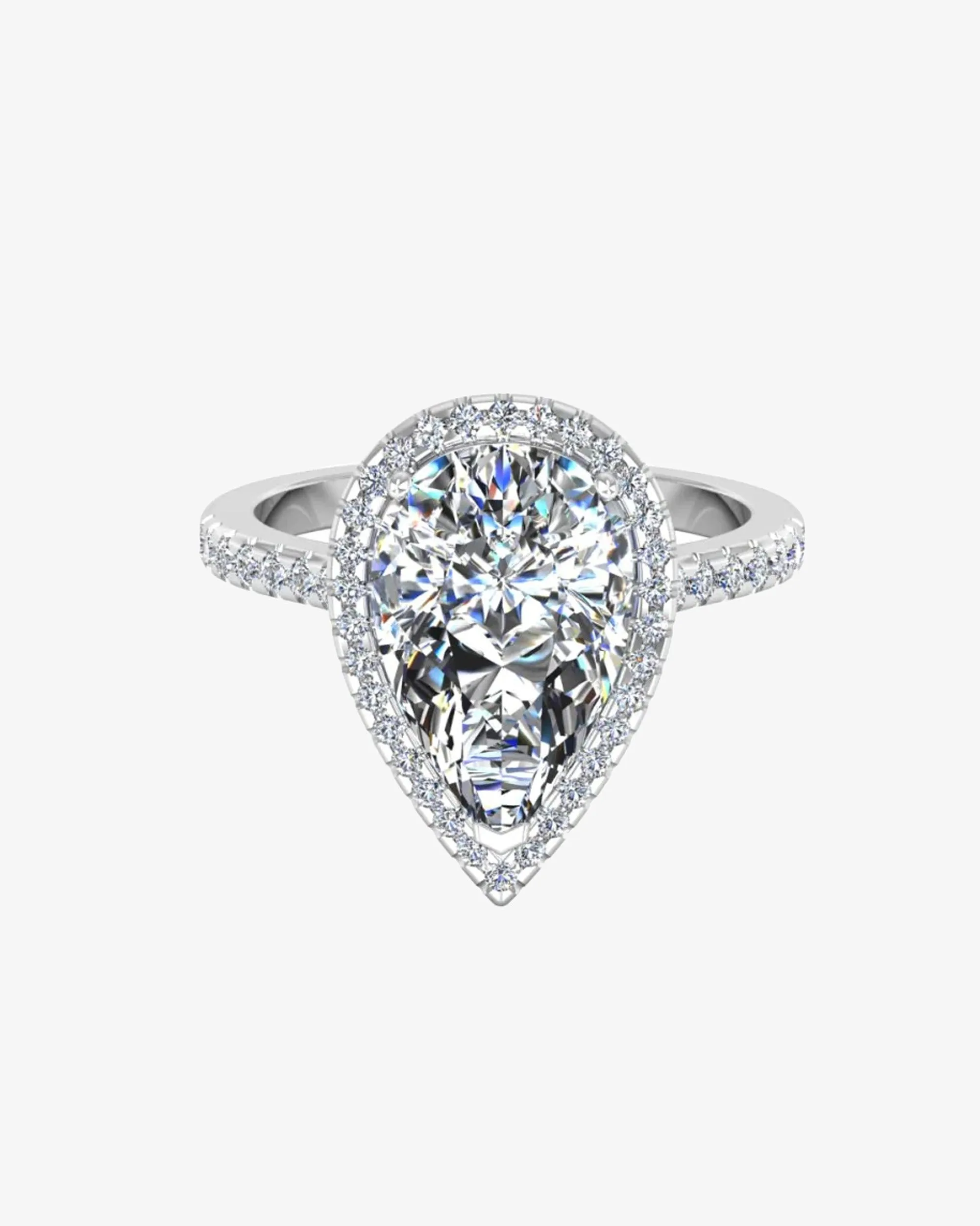 Pear Cut Moissanite Petite Halo Engagement Ring - in 14k gold (view 2 of 8)