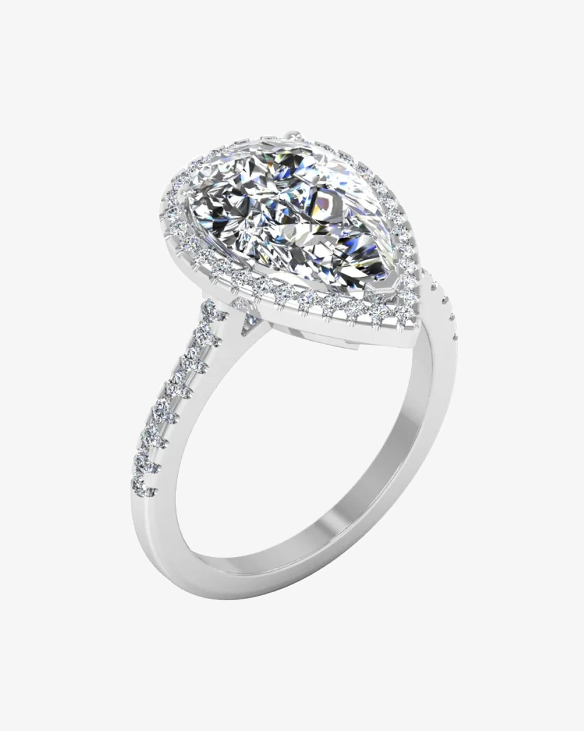Pear Cut Moissanite Petite Halo Engagement Ring - in 14k gold (view 3 of 8)