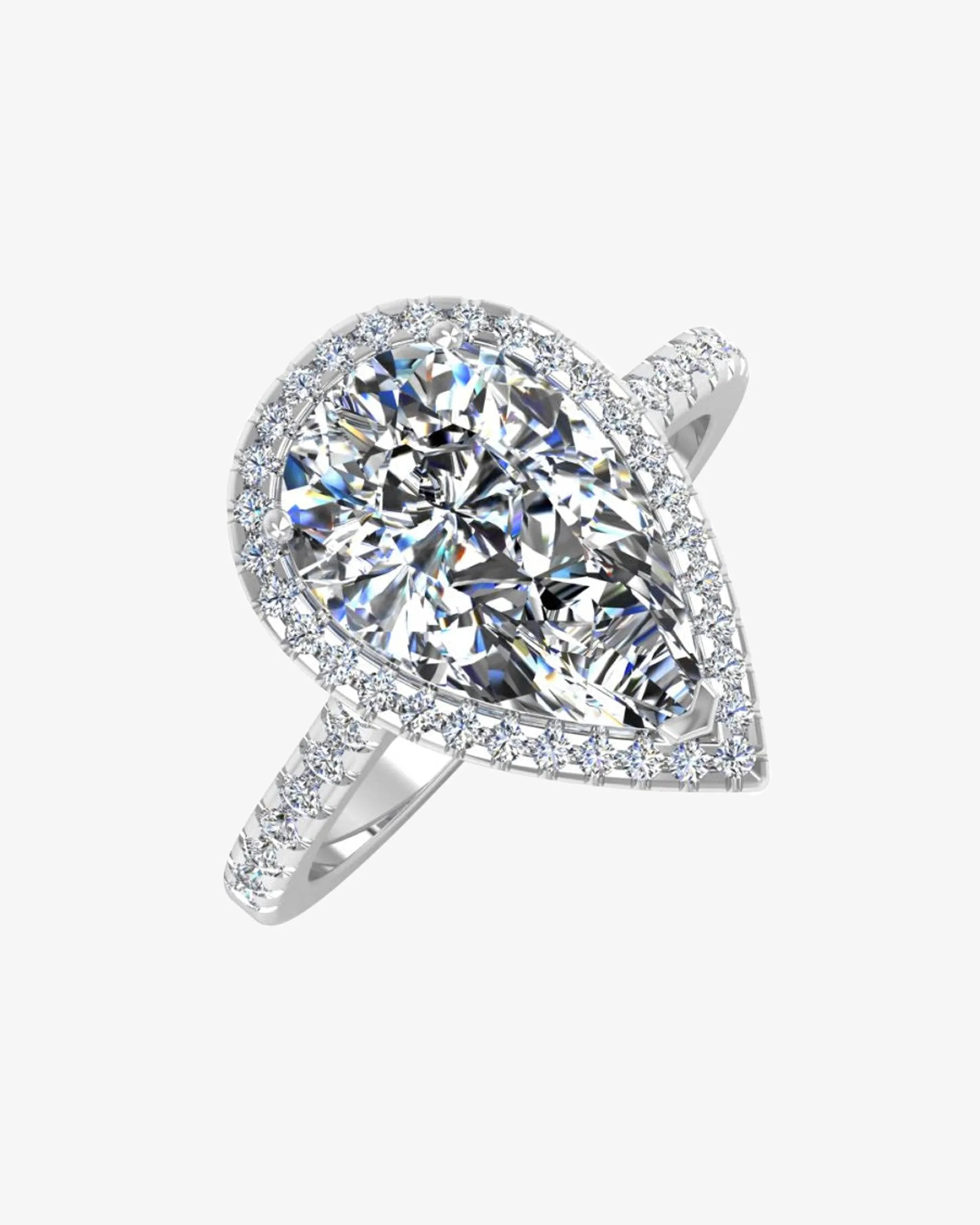 Pear Cut Moissanite Petite Halo Engagement Ring - in 14k gold (view 4 of 8)