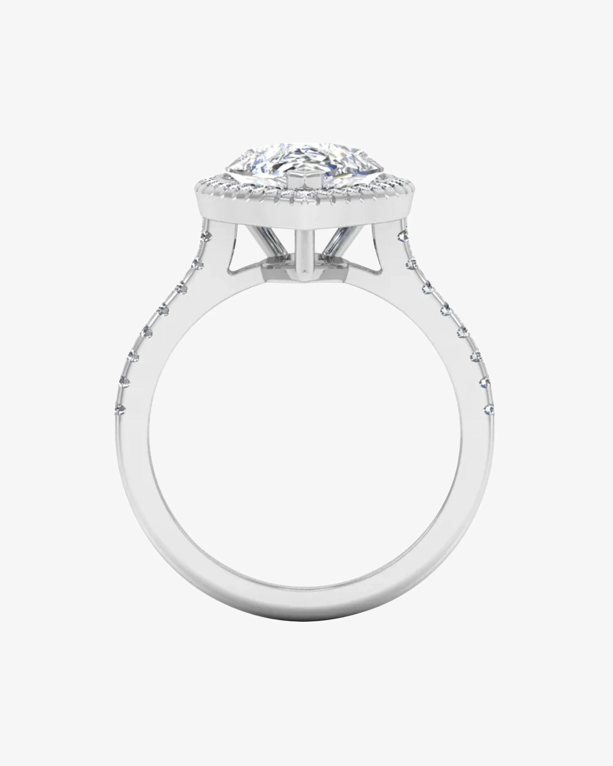 Pear Cut Moissanite Petite Halo Engagement Ring - in 14k gold (view 6 of 8)