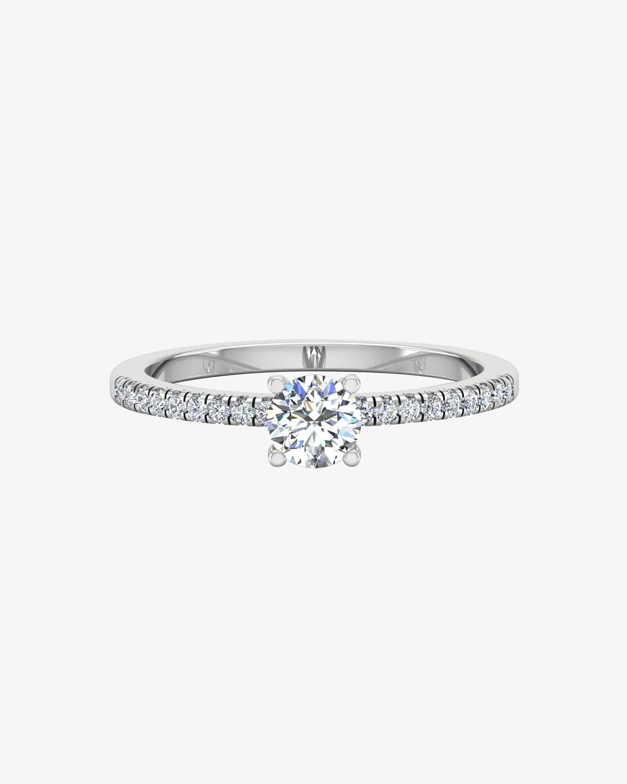 Petite Brilliant Cut Moissanite Engagement Ring - in 14k gold (view 2 of 8)
